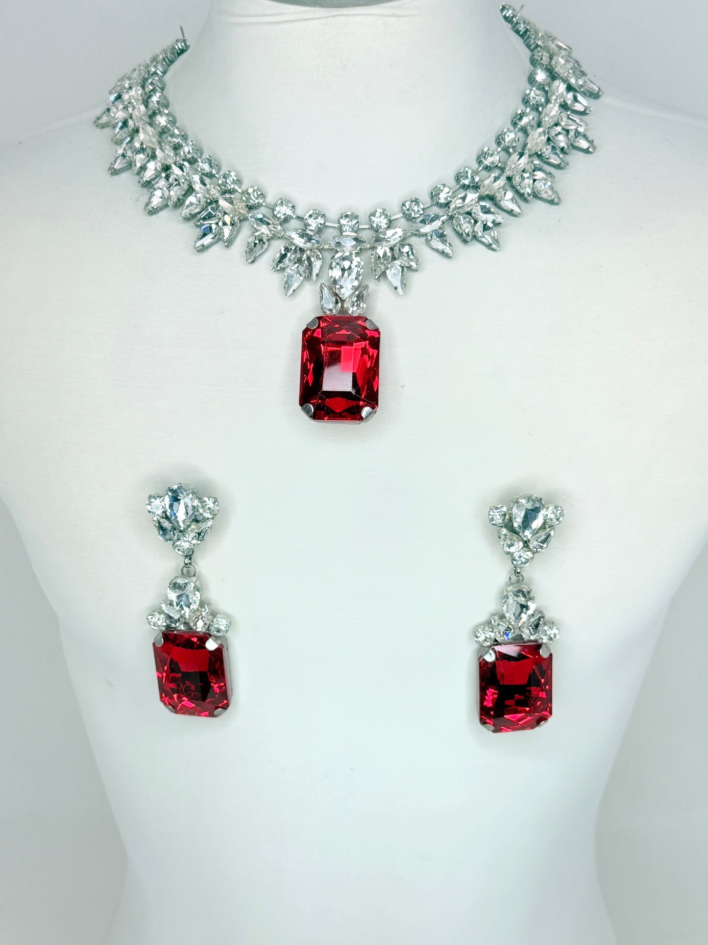 Red & Clear Necklace Set