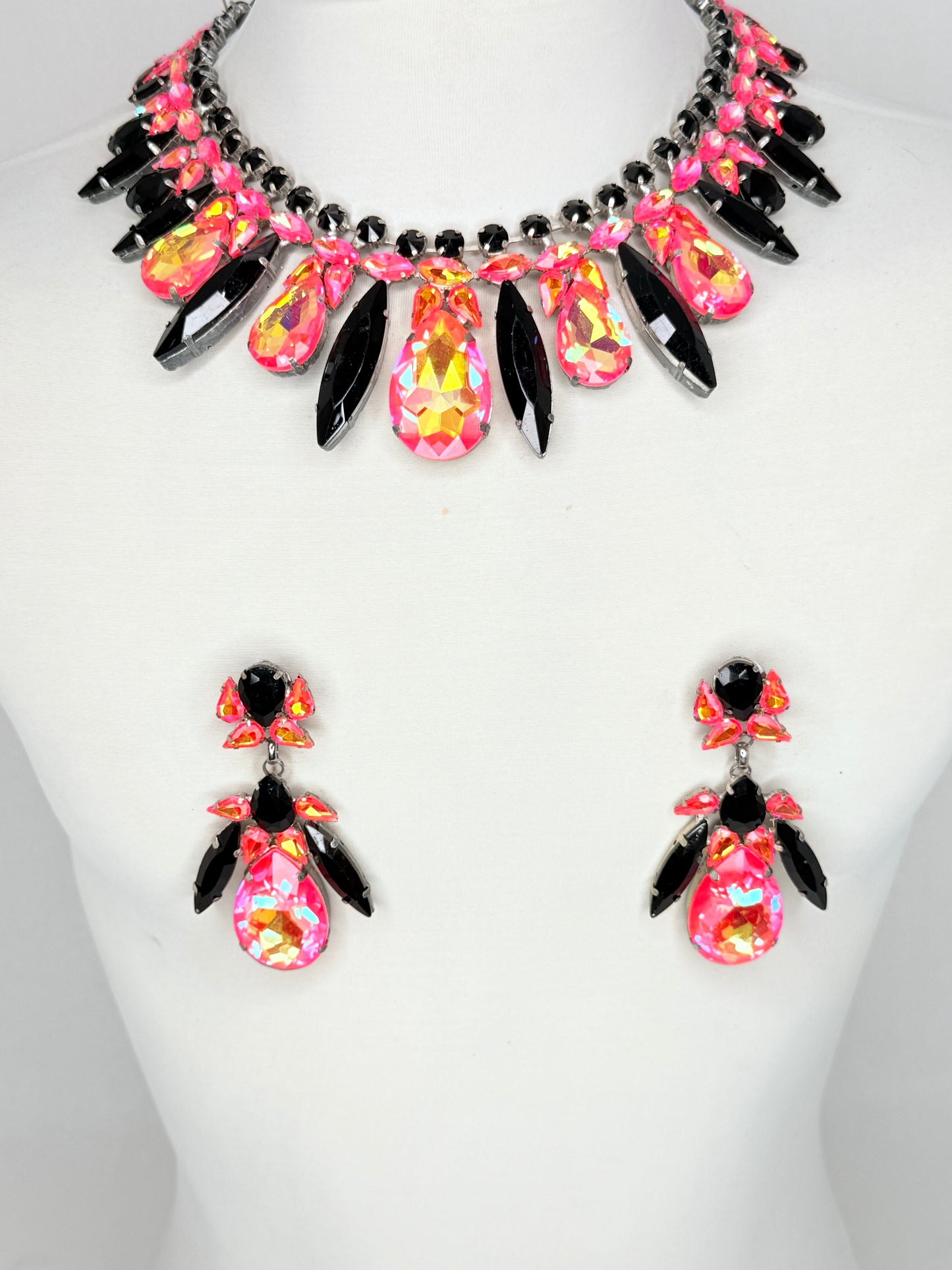 Orange Mocha AB & Black Necklace Set