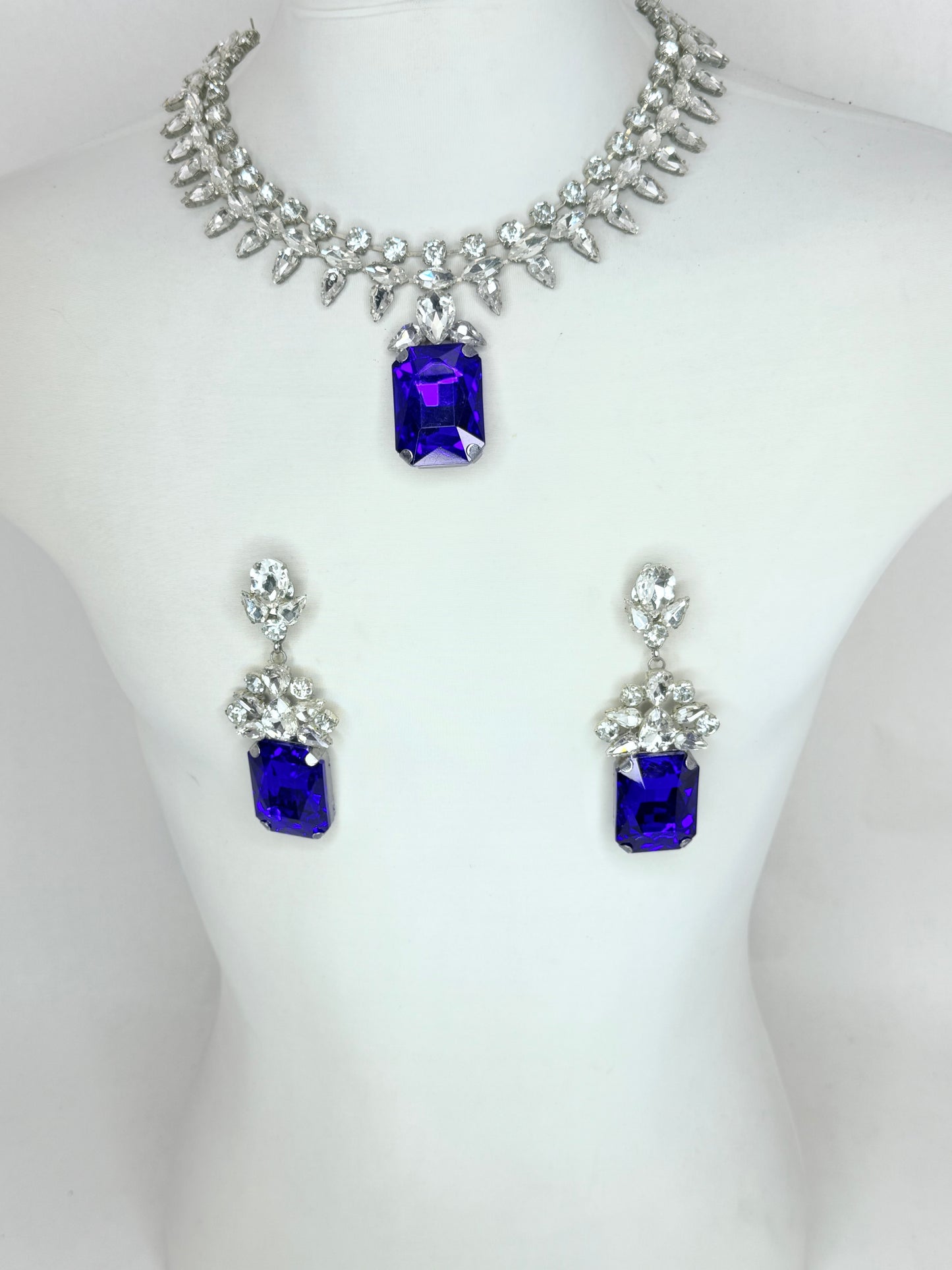 Cobalt Blue & Clear Necklace Set