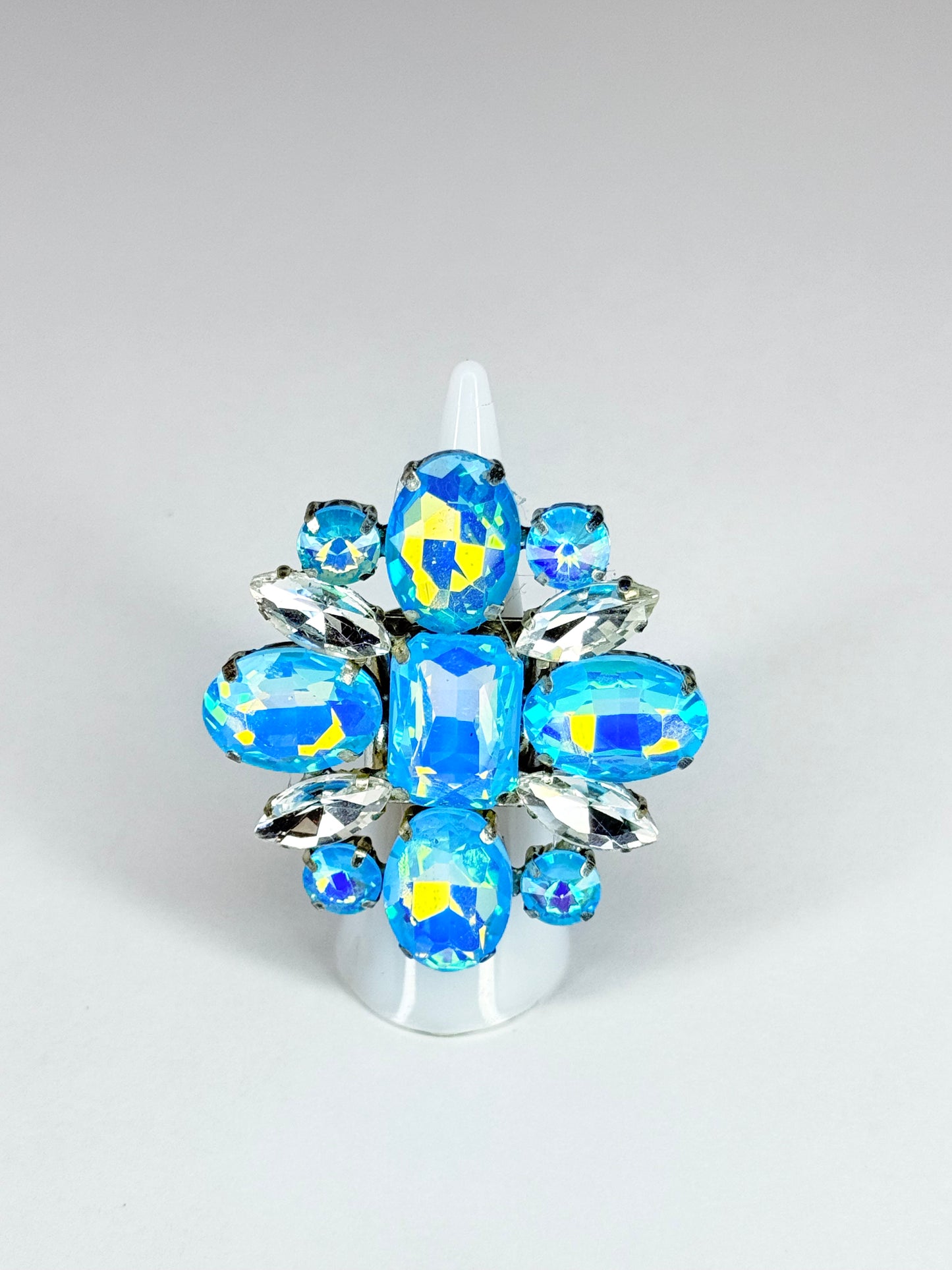Aqua Blue Mocha AB & Clear Ring