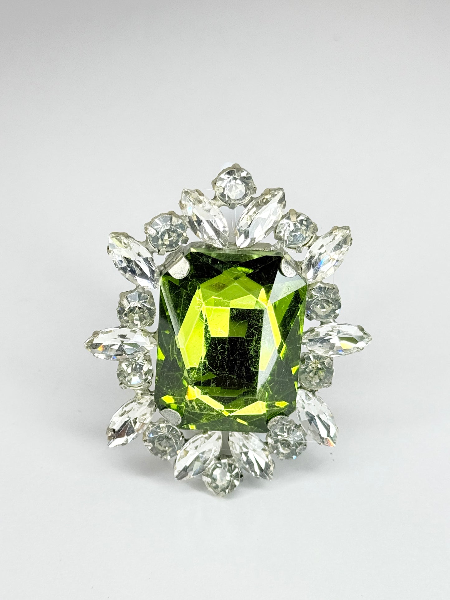 Olive Green & Clear Ring