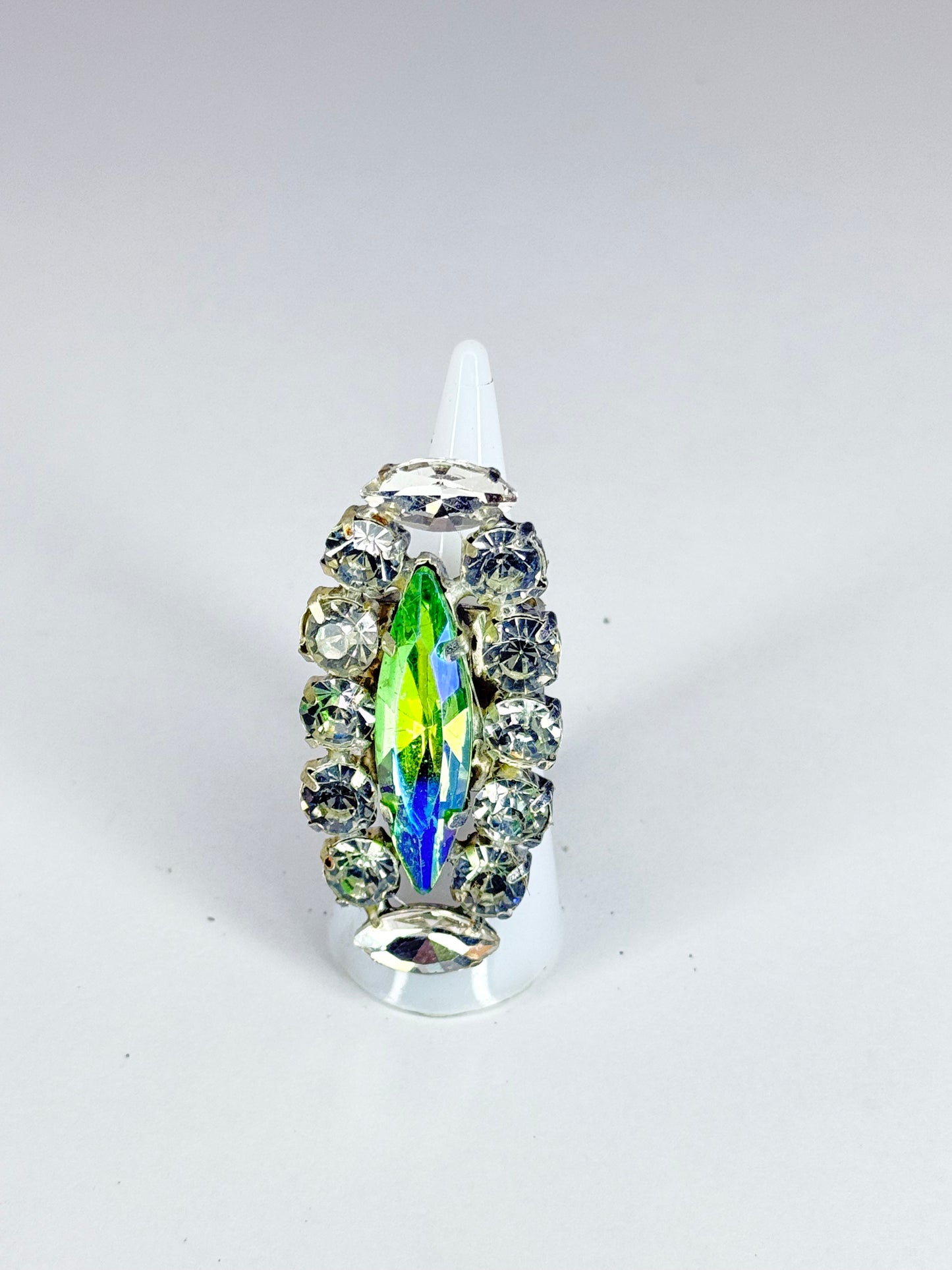 Peridot Green AB & Clear Ring