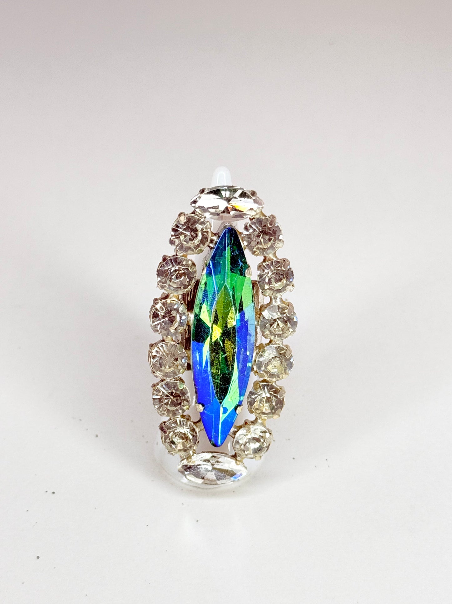 Green Zircon AB & Clear Ring