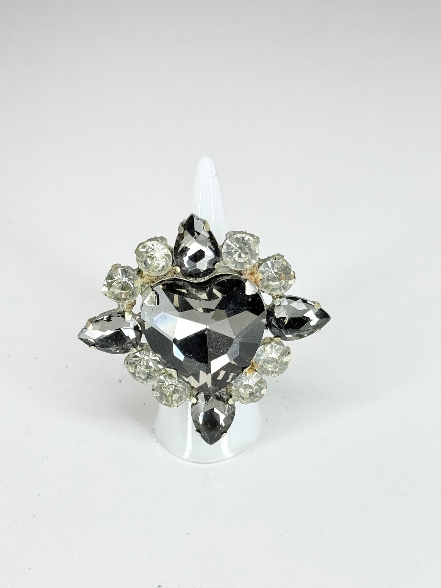 Grey Heart & Clear Ring