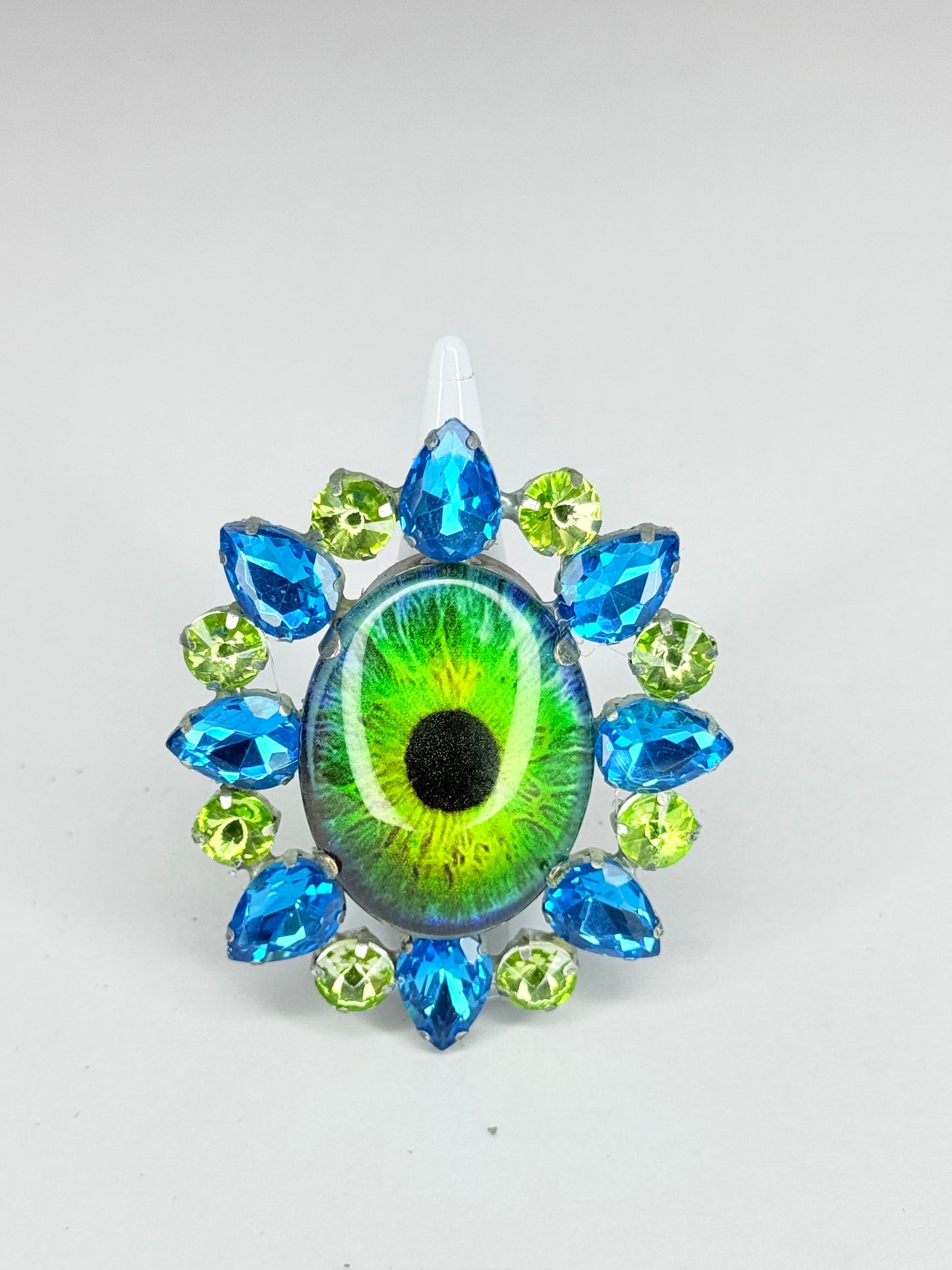 Aqua Blue & Green Eye Ball Ring