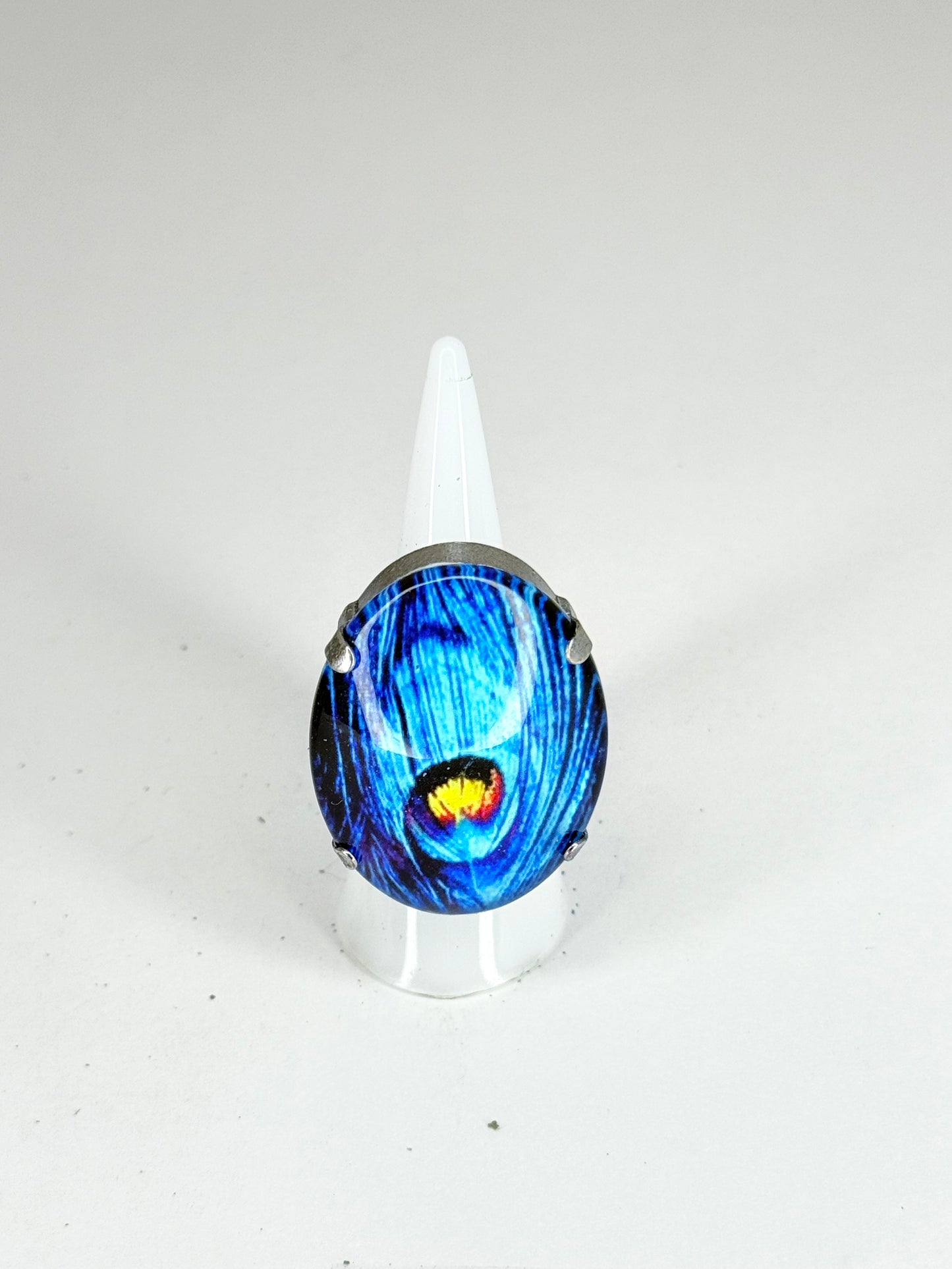 Blue Peacock Cameo Ring