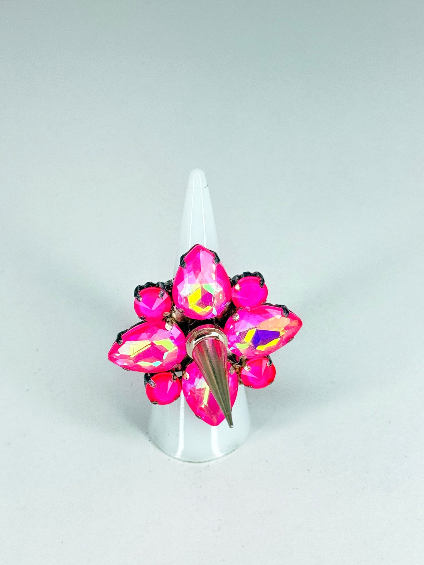 Neon Mocha Pink AB Spike Ring
