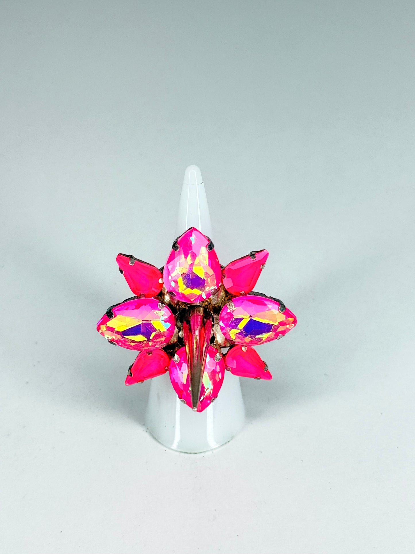 Neon Mocha Pink AB Spike Ring