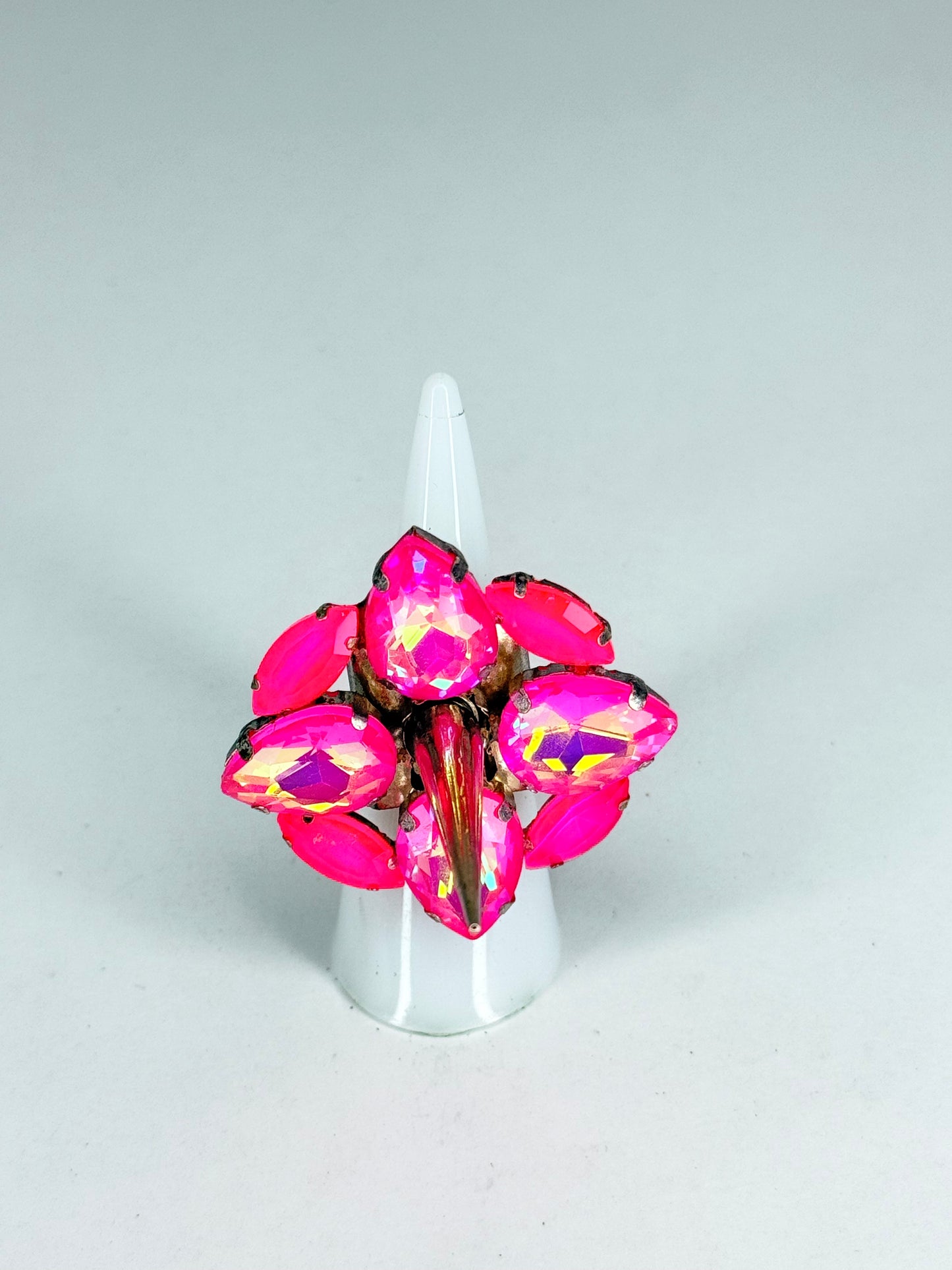 Neon Mocha Pink AB Spike Ring