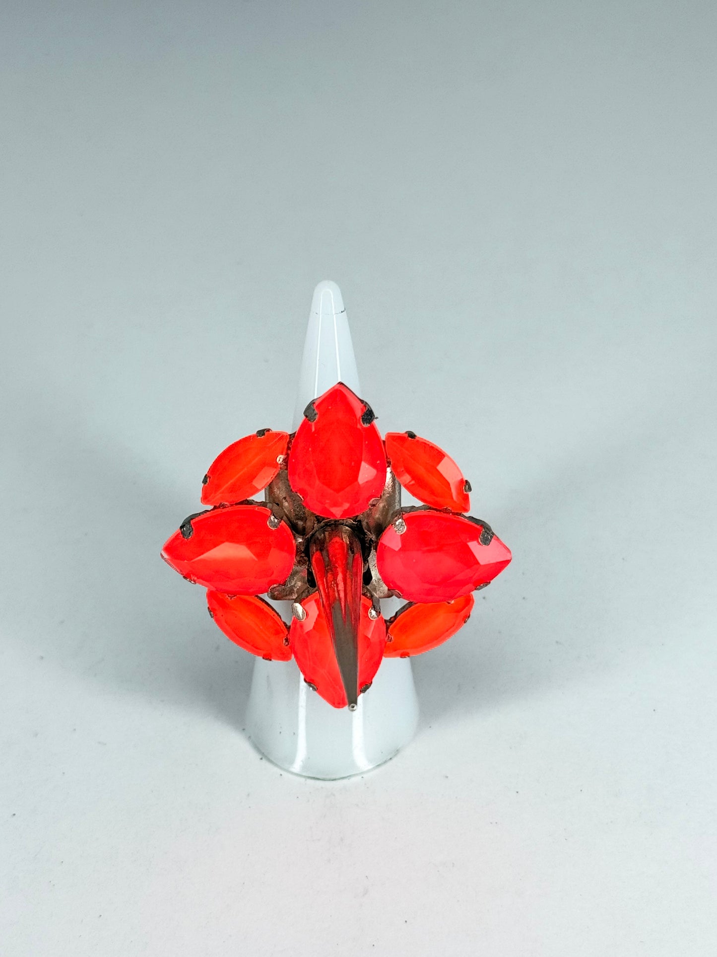 Neon Orange Spike Ring
