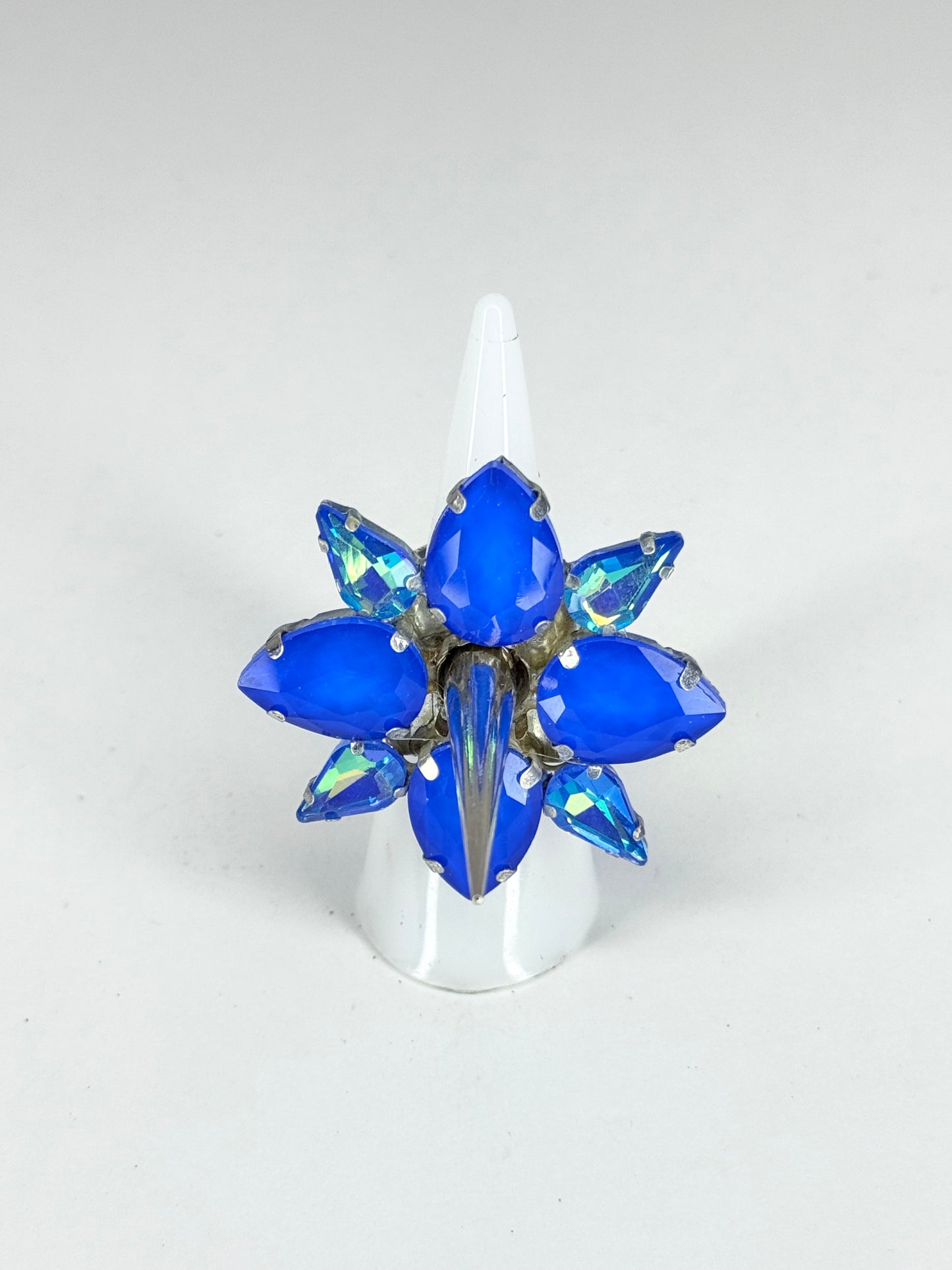 Blue Mocha & Rainbow AB Spike Ring