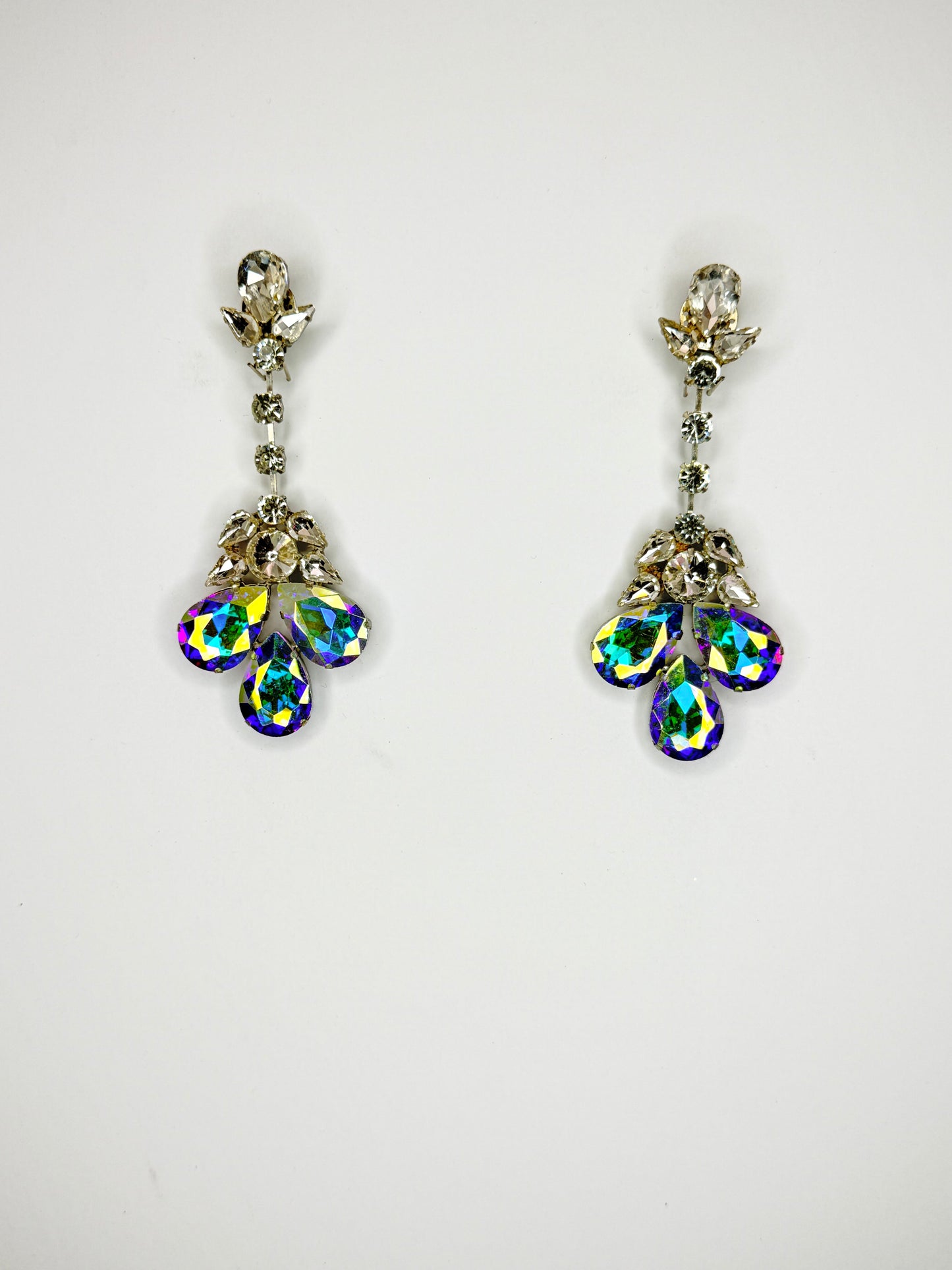Blue Base AB & Moonlight Earrings - Medium Size