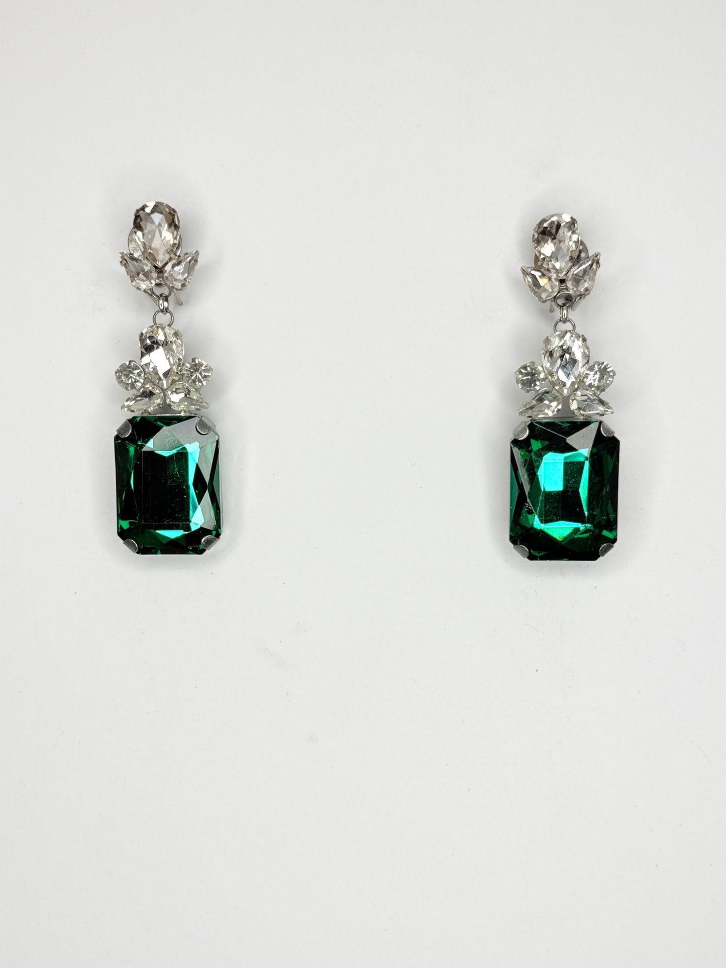 Green Zircon & Clear Earrings - Small Cocktail Size