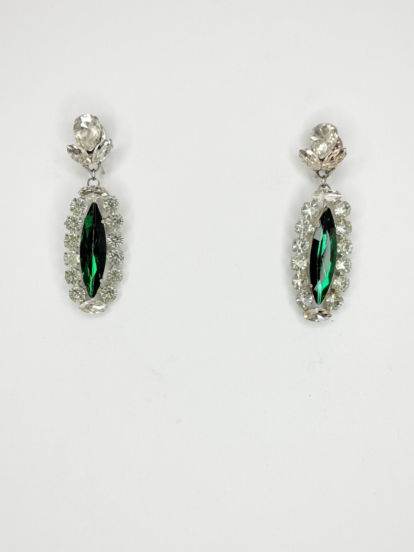Green Zircon & Clear Earrings - Small Cocktail Size