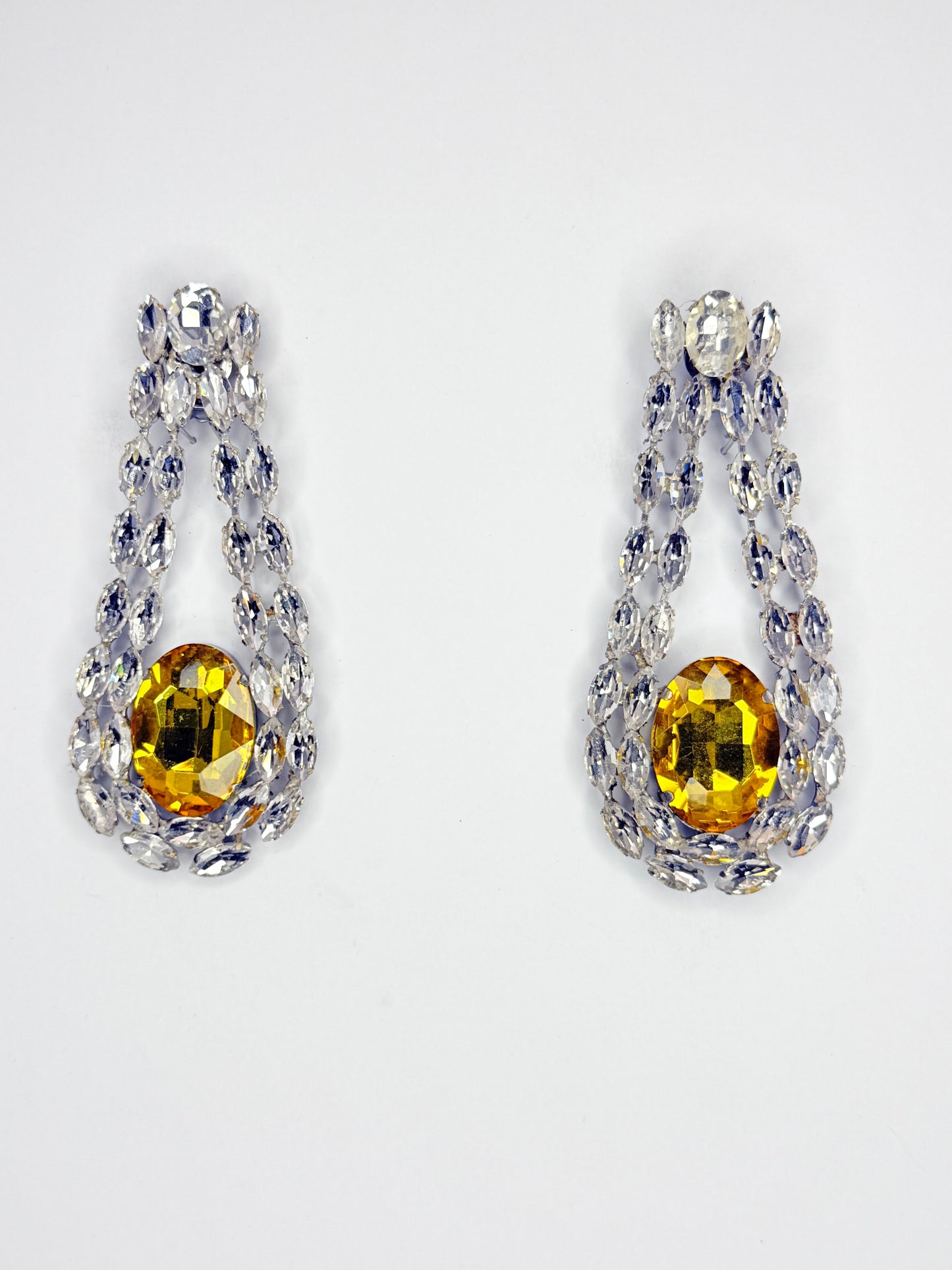 Topaz & Clear Earrings - Large Size