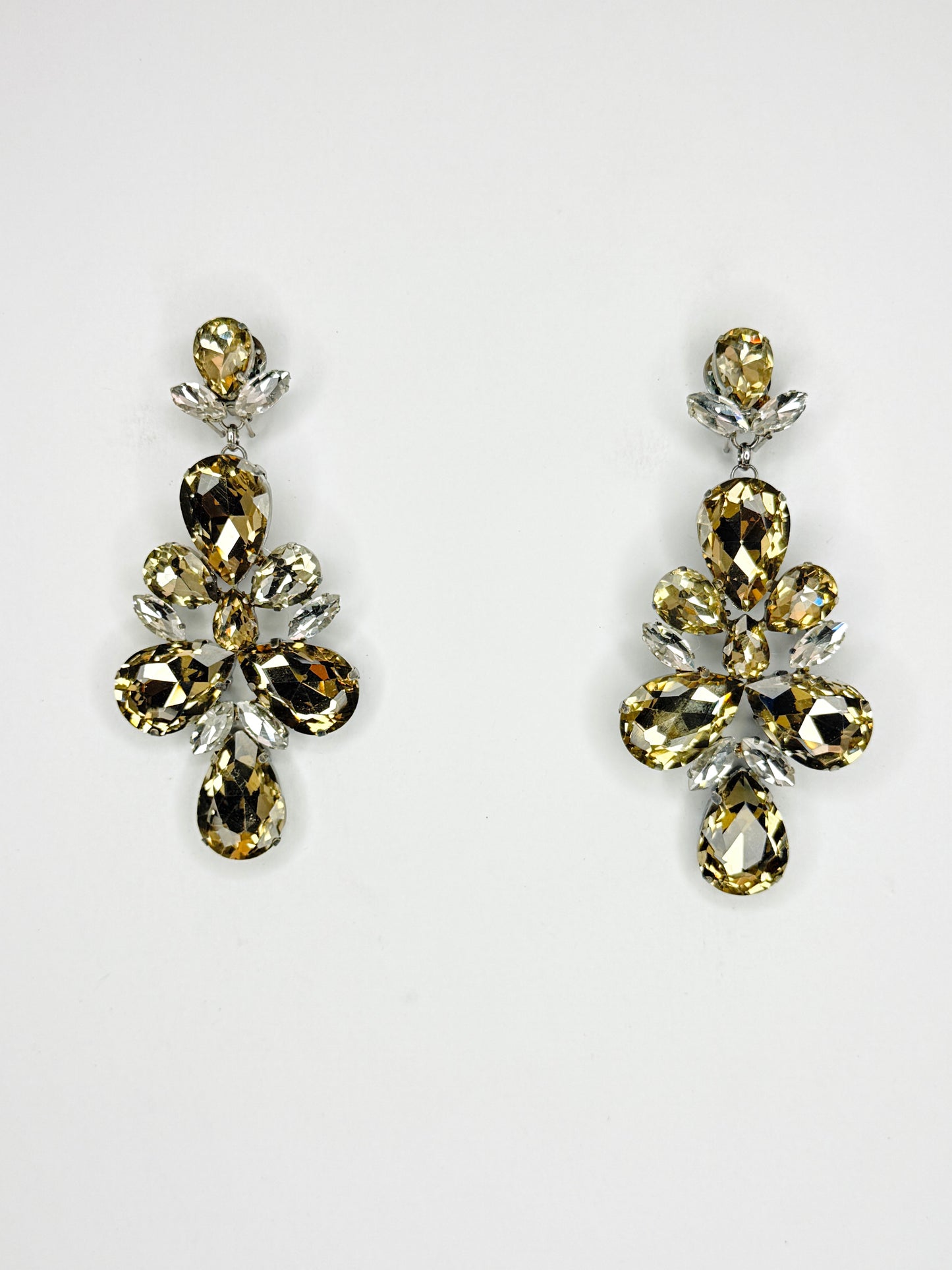 Smoked Topaz & Clear Earrings - Large Size