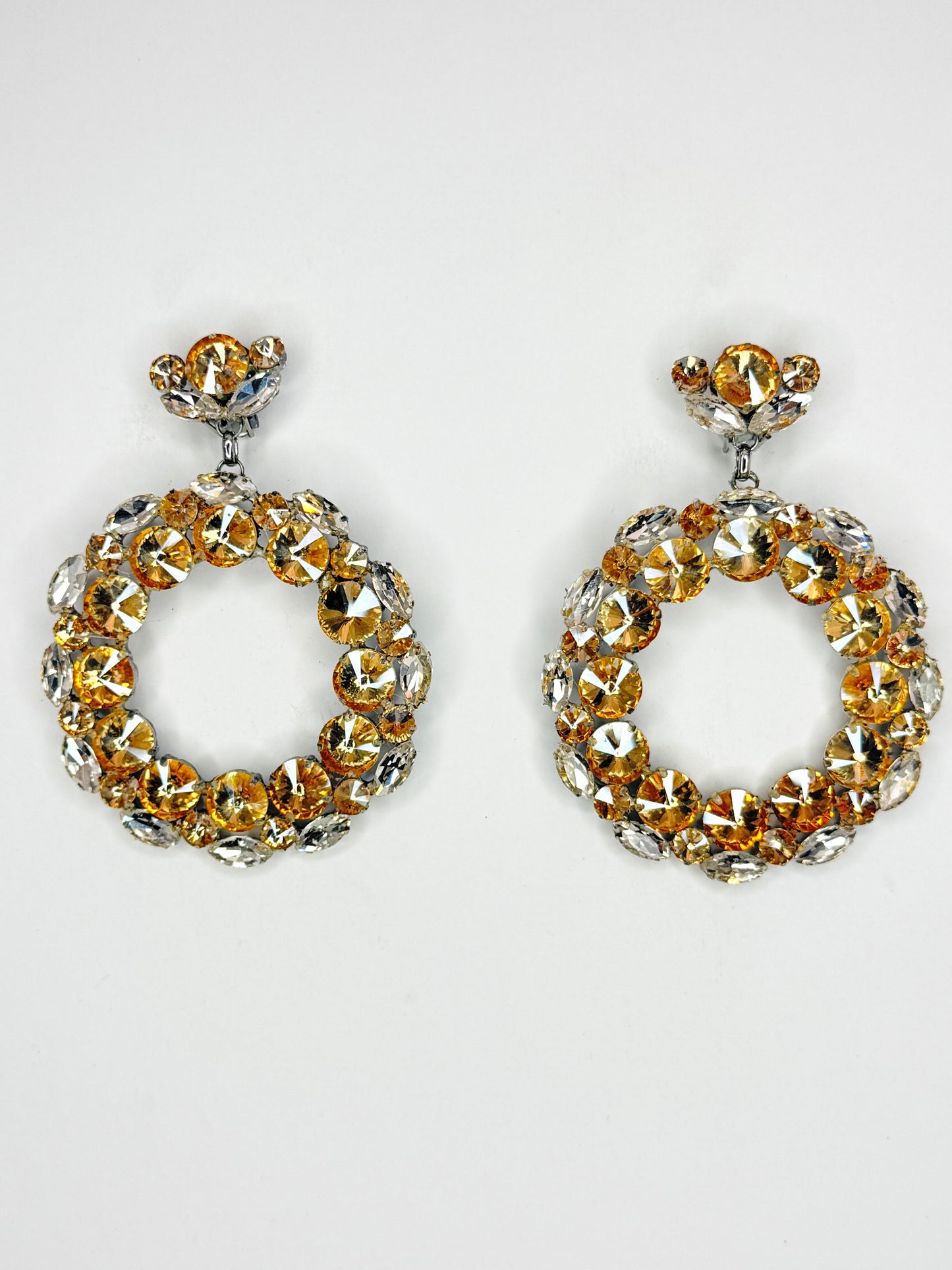 Champagne & Clear Hoop Earrings - Large Size
