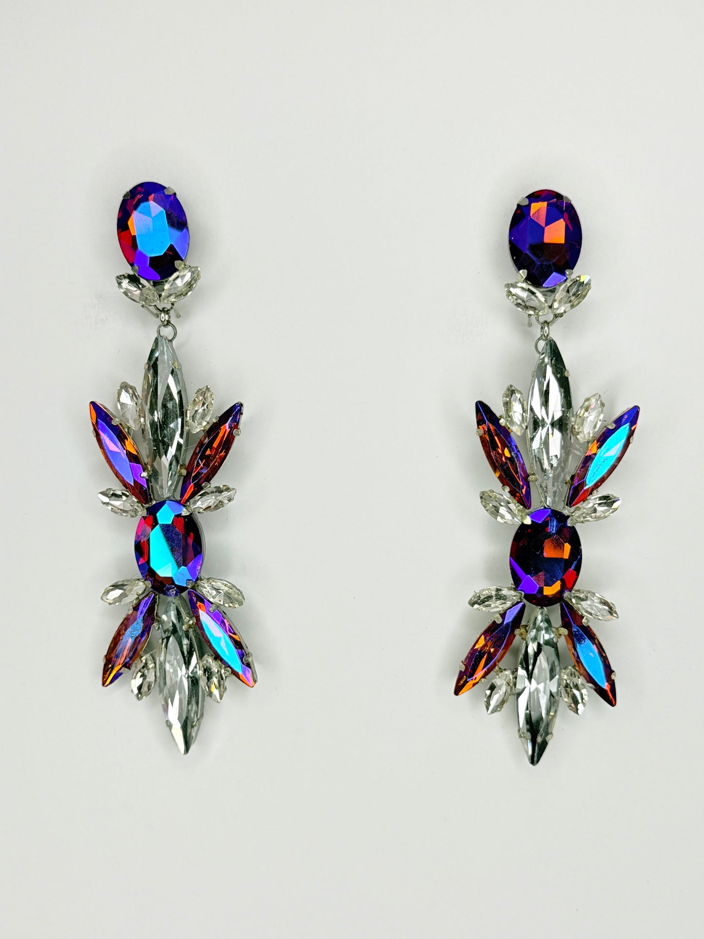 Brown AB & Clear Earrings - Large Size