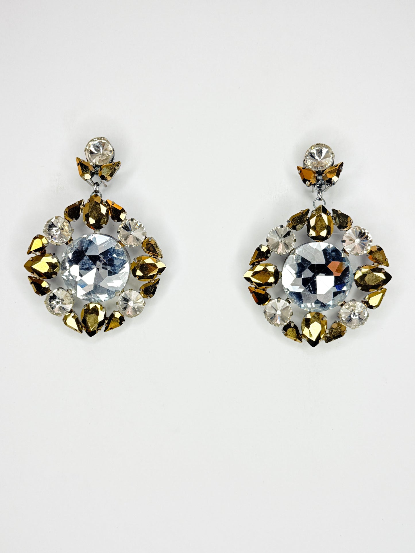 Gold & Clear Earrings - Medium Size