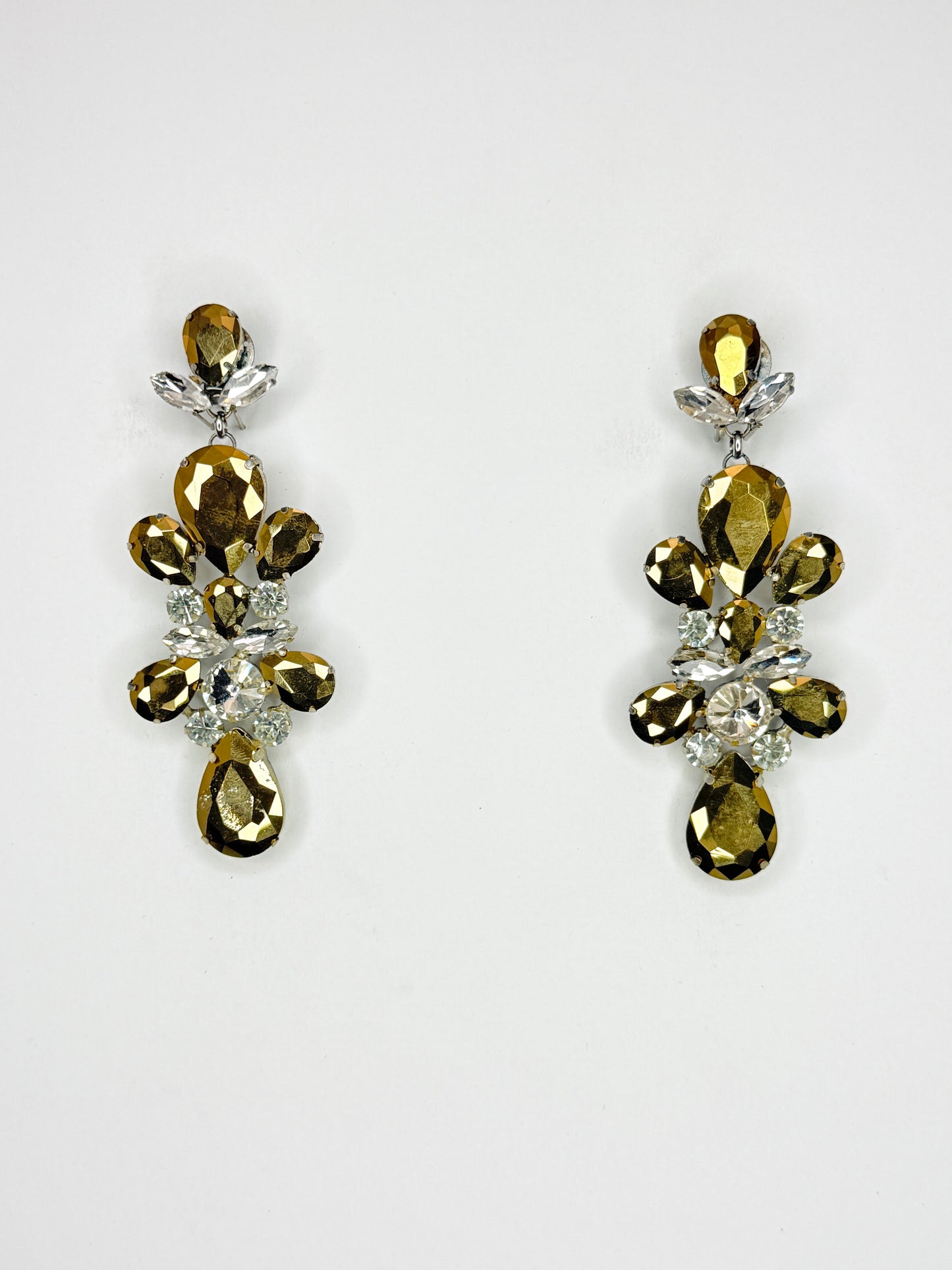 Gold & Clear Earrings - Medium Size