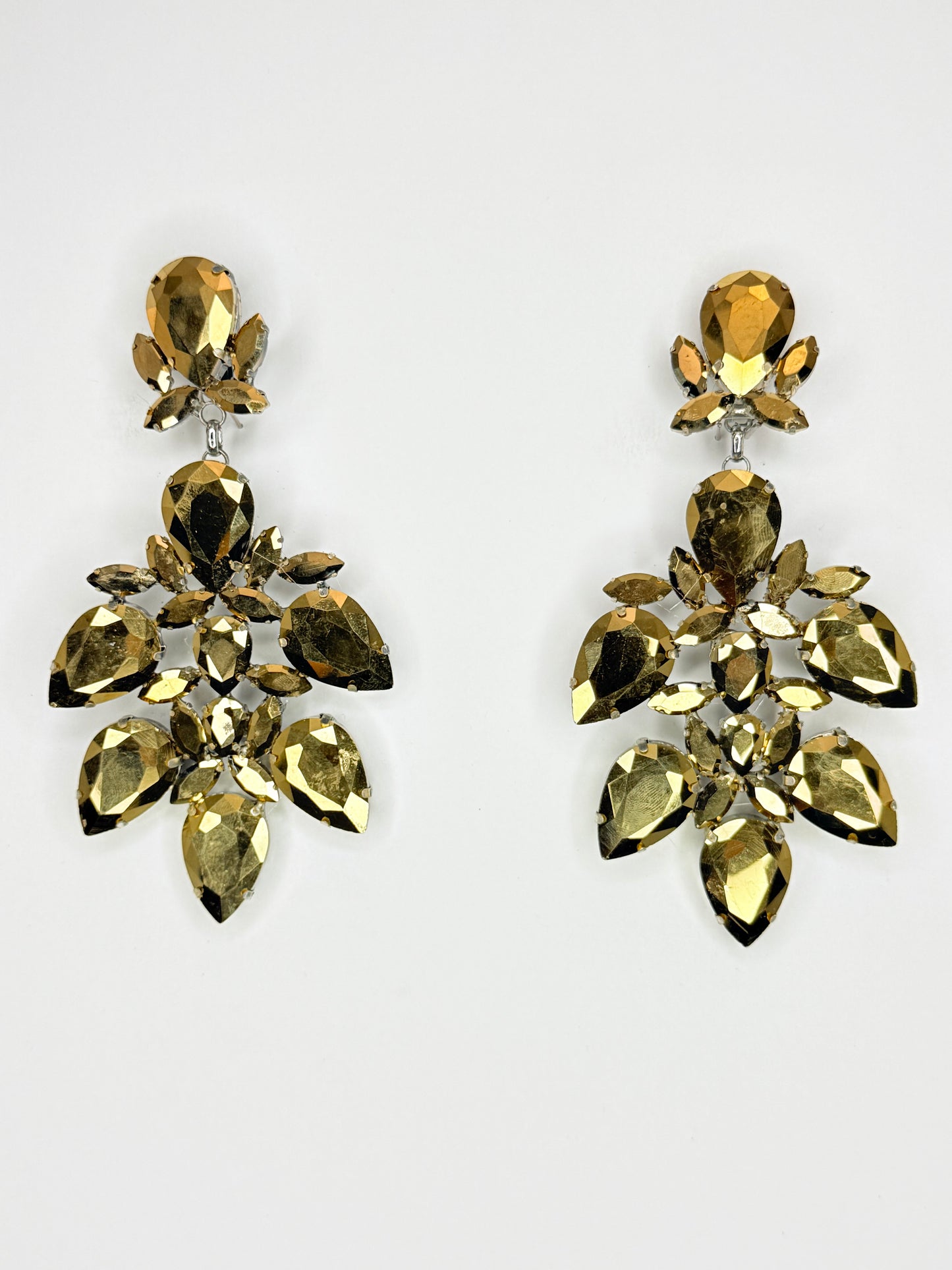 Gold & Smoked Topaz Earrings - Large Size