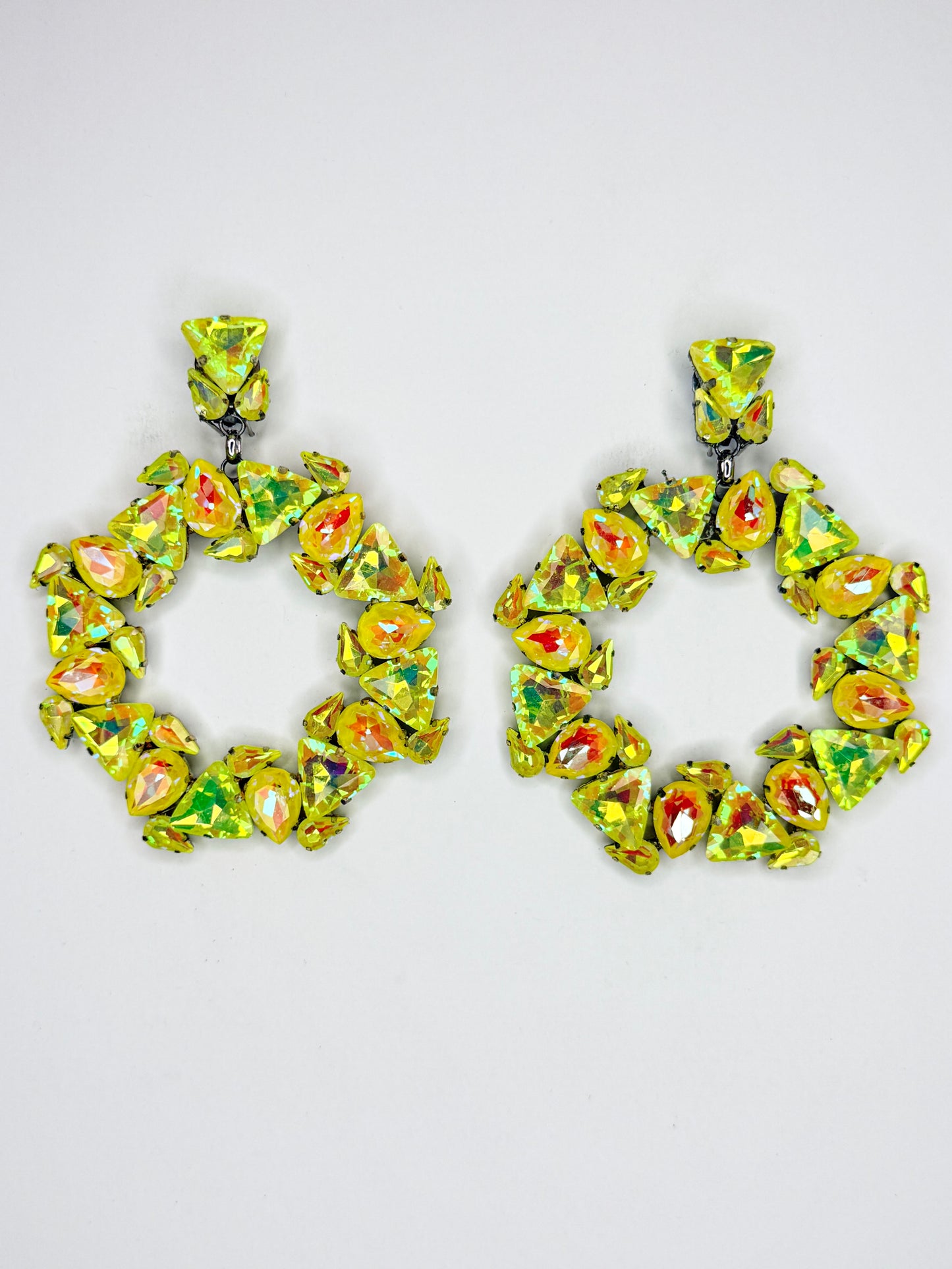Yellow Mocha AB Hoop Earrings - Large Size