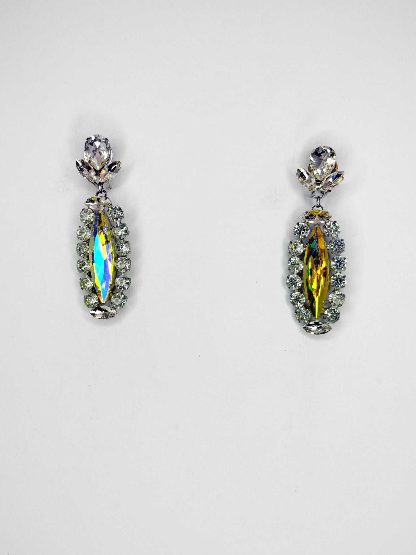 Yellow AB & Clear Earrings - Small Cocktail Size