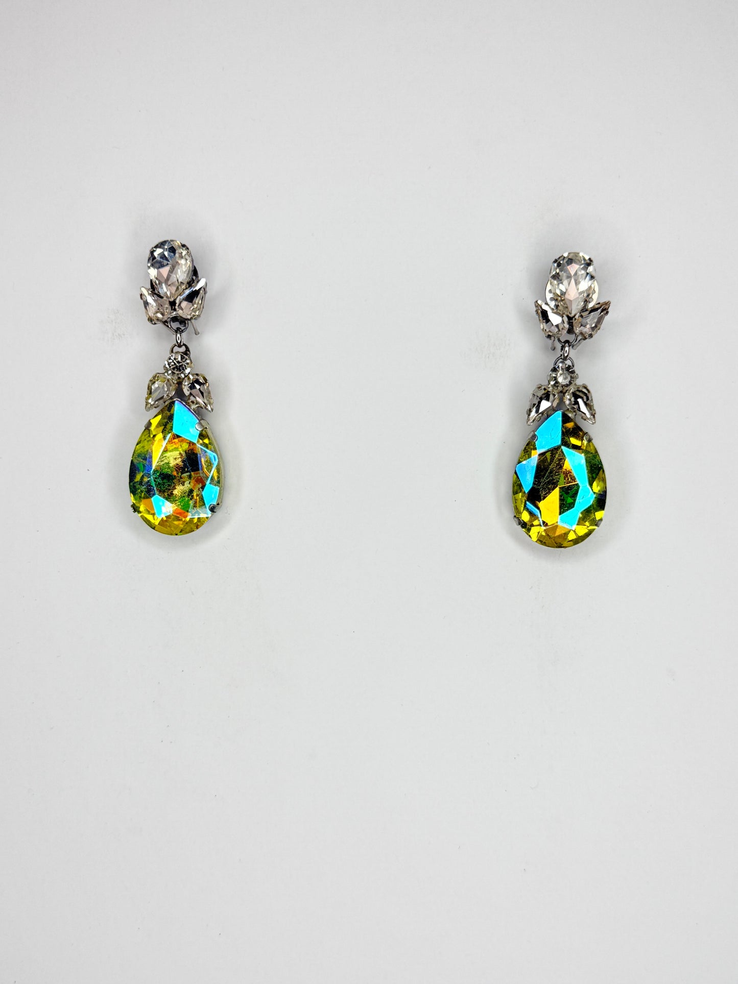 Yellow AB & Clear Earrings - Small Cocktail Size
