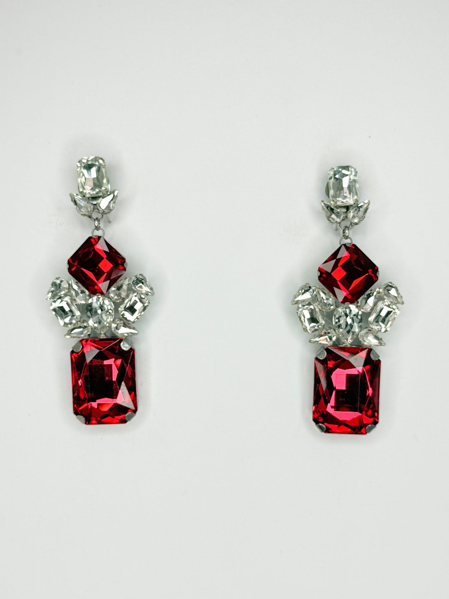 Red & Clear Earrings - Medium Size