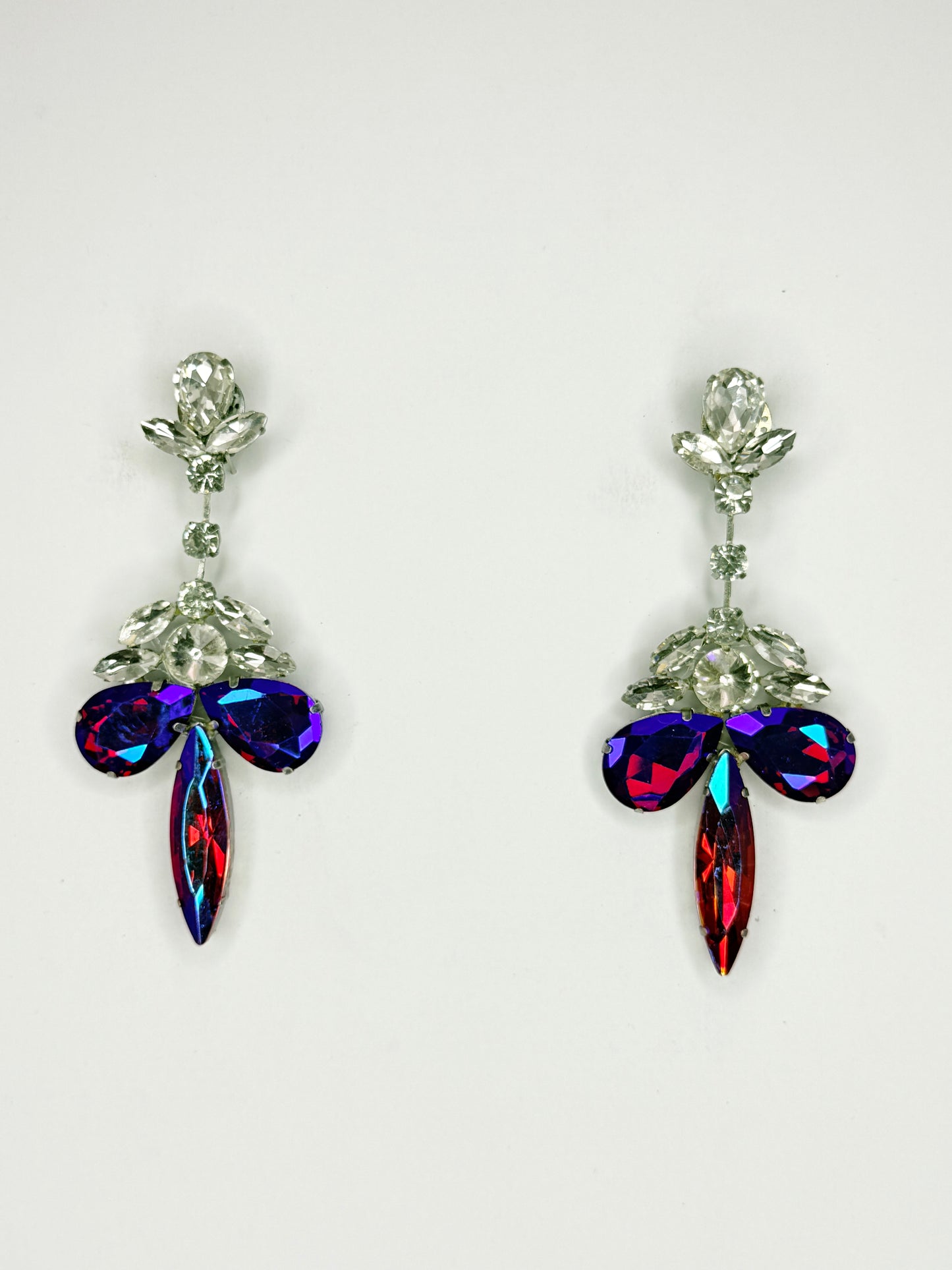Red AB & Clear Earrings - Medium Size