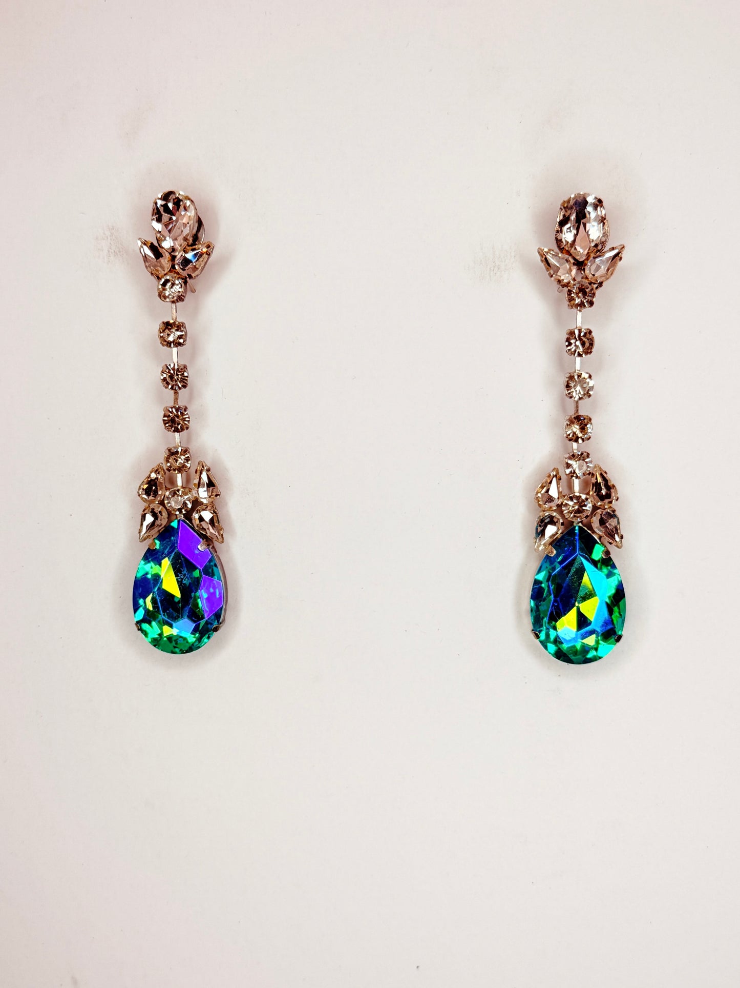 Aqua AB & Clear Earrings - Medium Size