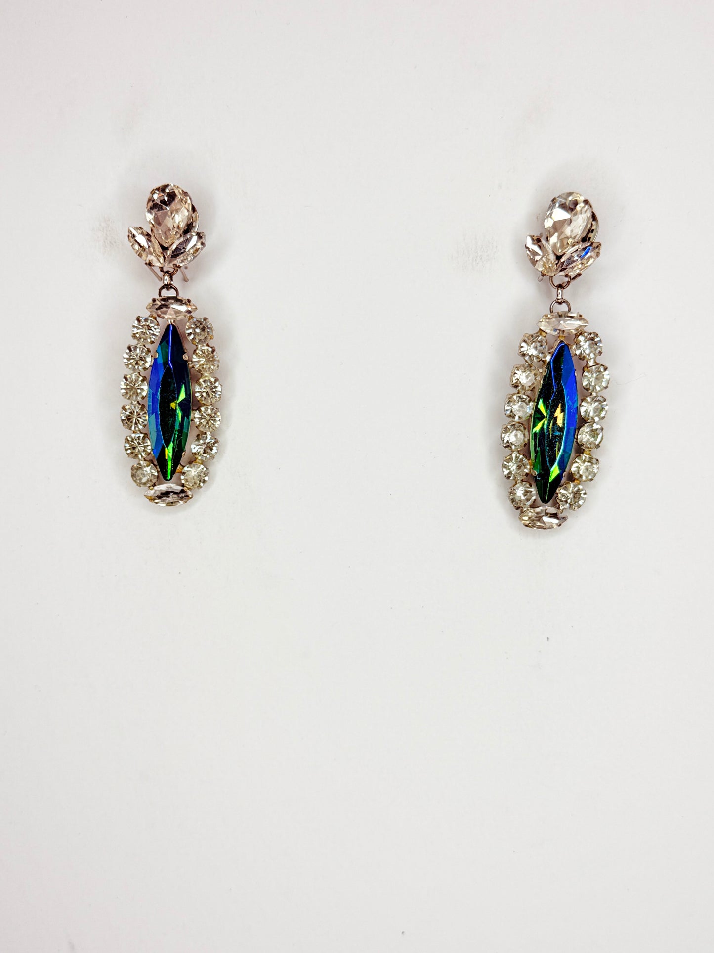Aqua AB & Clear Earrings - Small Cocktail Size