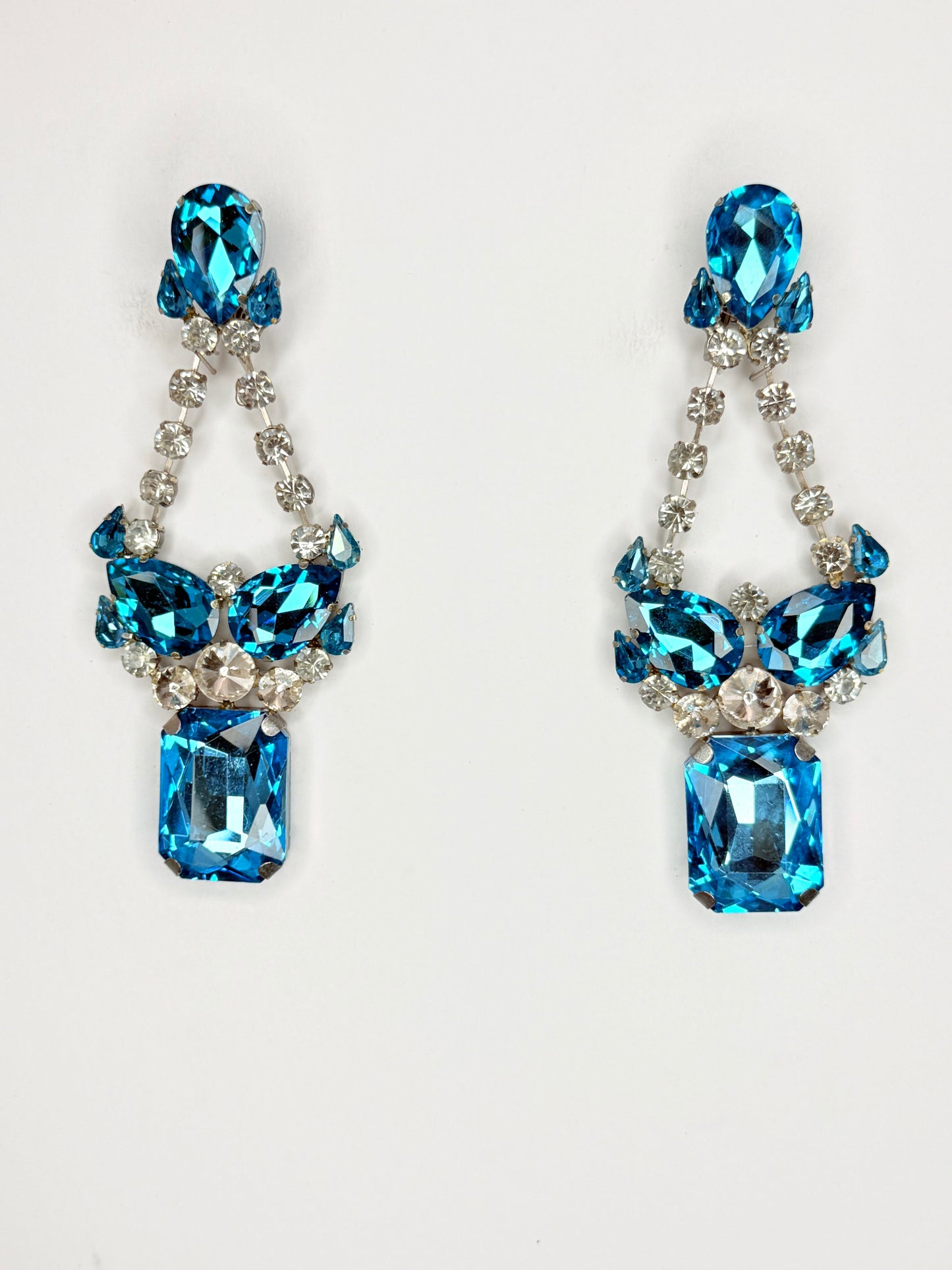 Aqua & Clear Earrings - Large Size