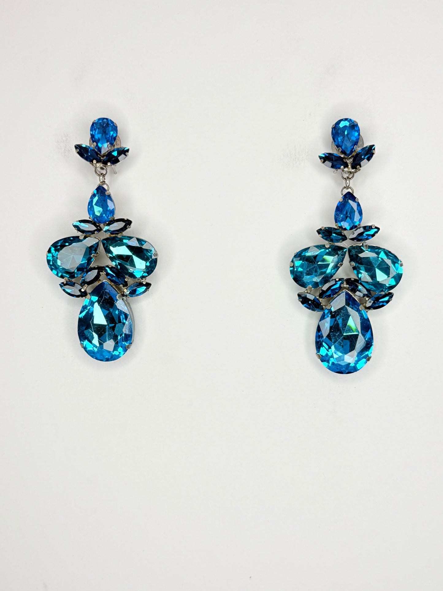 Aqua & Clear Earrings - Medium - Large Size