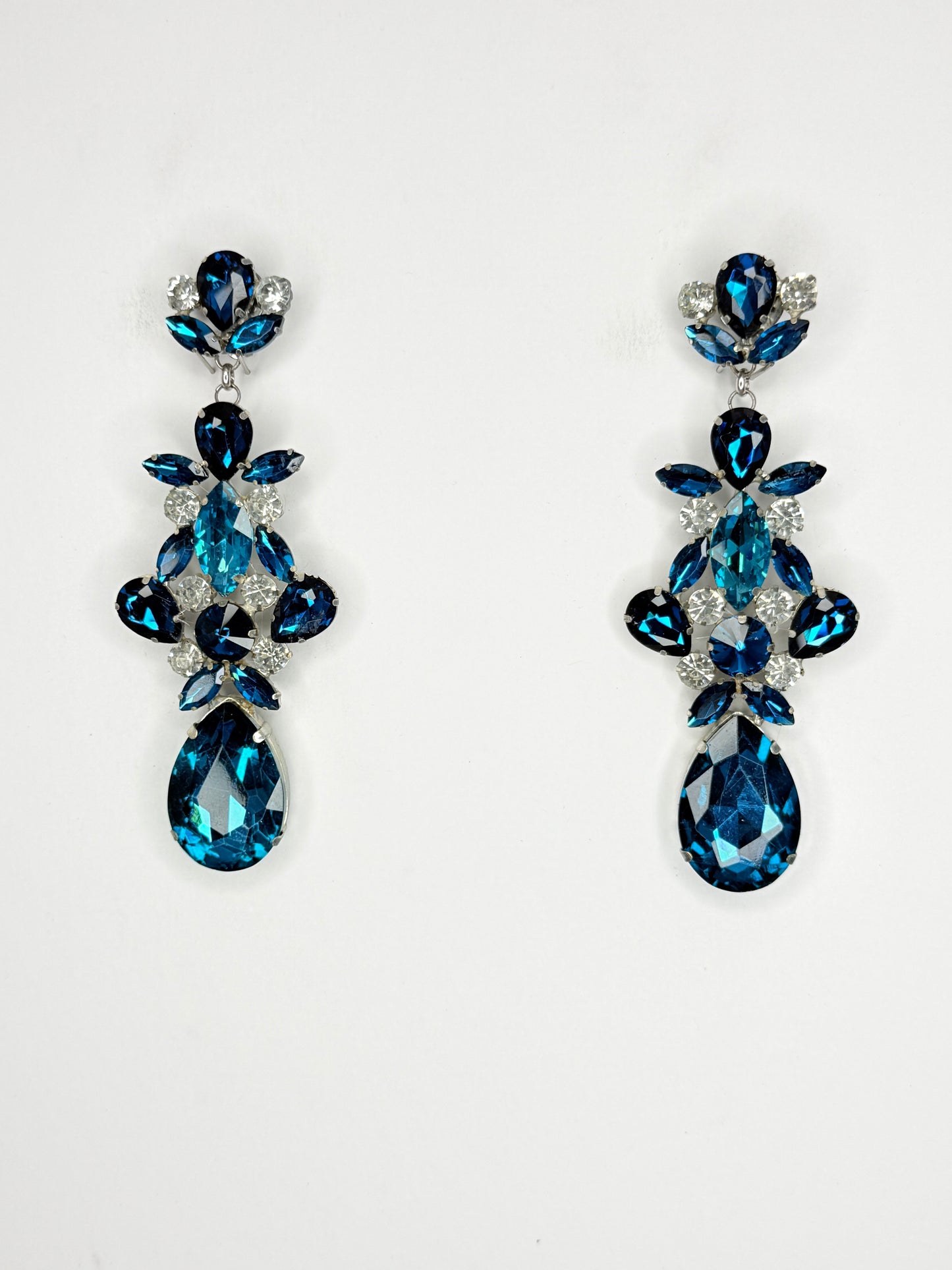 Blue Zircon & Clear Earrings - Large Size