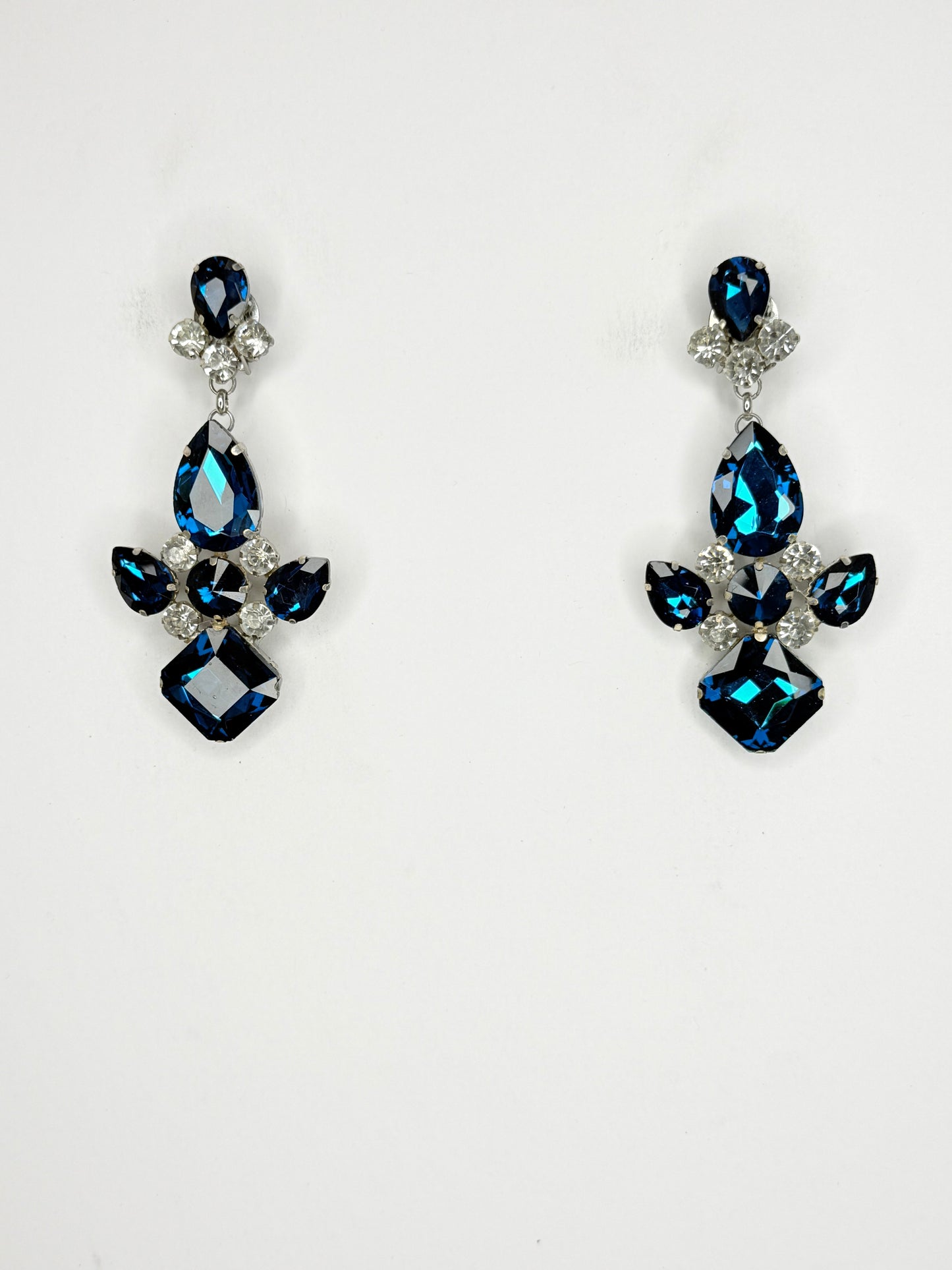 Blue Zircon & Clear Earrings - Small - Medium Size