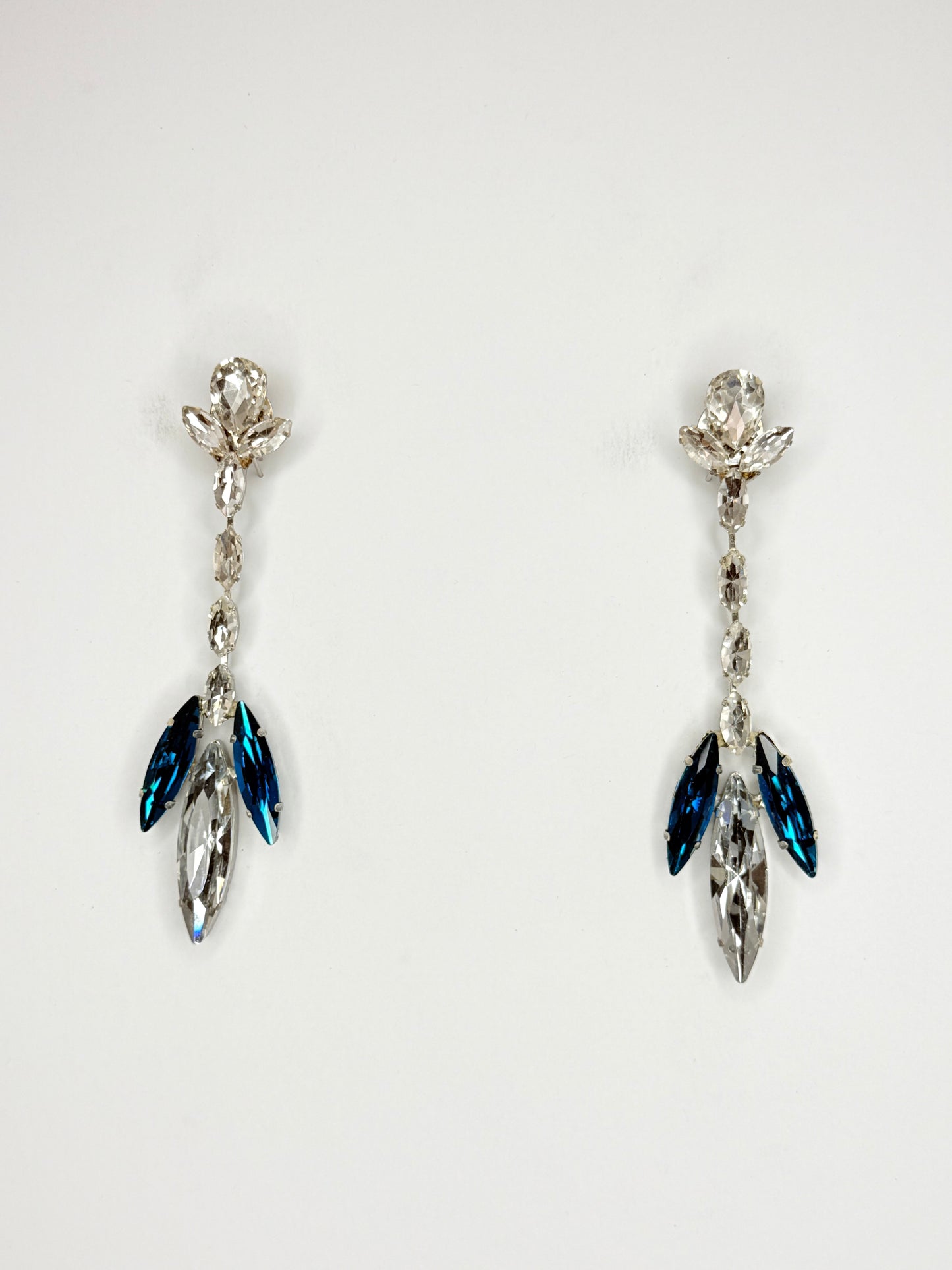Blue Zircon AB & Clear Earrings - Medium Size