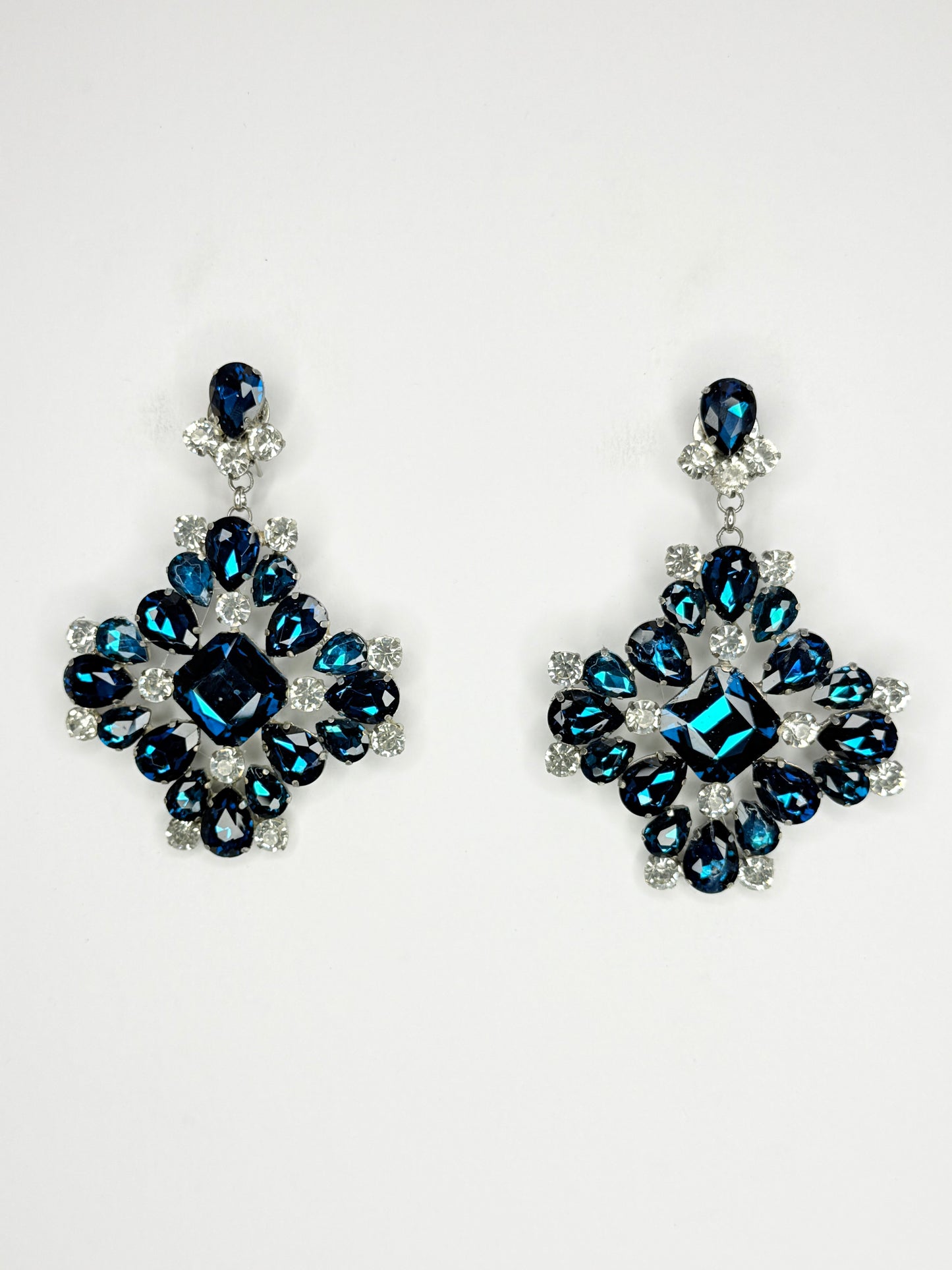 Blue Zircon & Clear Earrings - Large Size