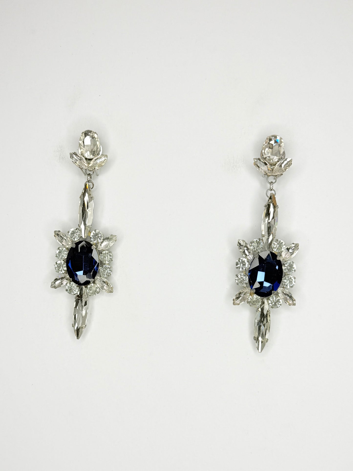 Midnight Blue & Clear Earrings - Medium Size