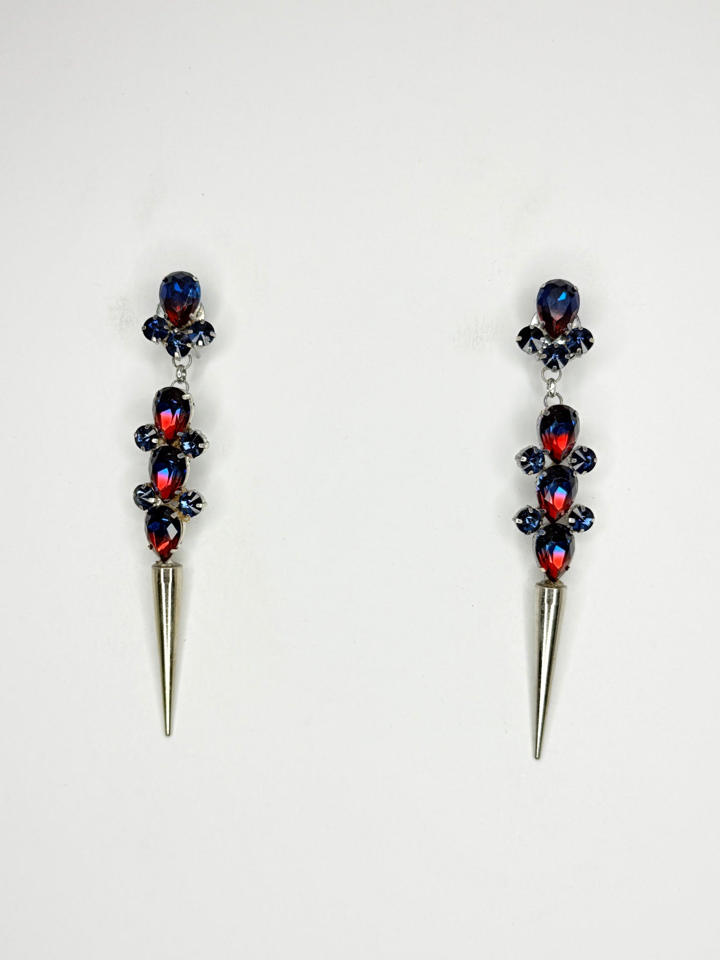 Midnight Blue & Red Spike Earrings - Medium Size