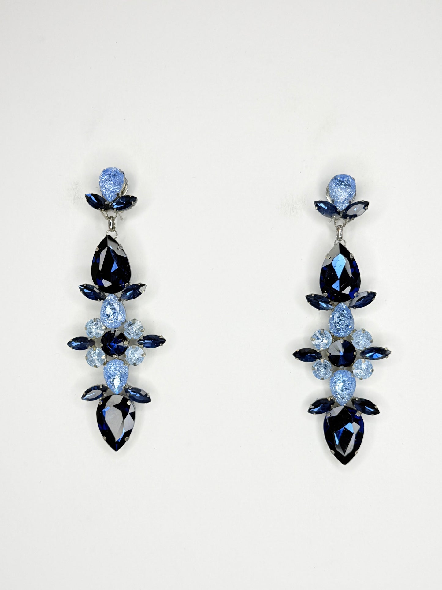 Midnight Blue & Shattered Glass Earrings - Medium Size