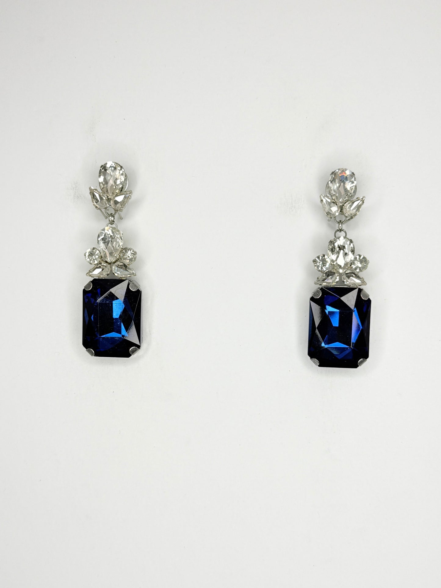 Midnight Blue & Clear Earrings - Small Cocktail Size