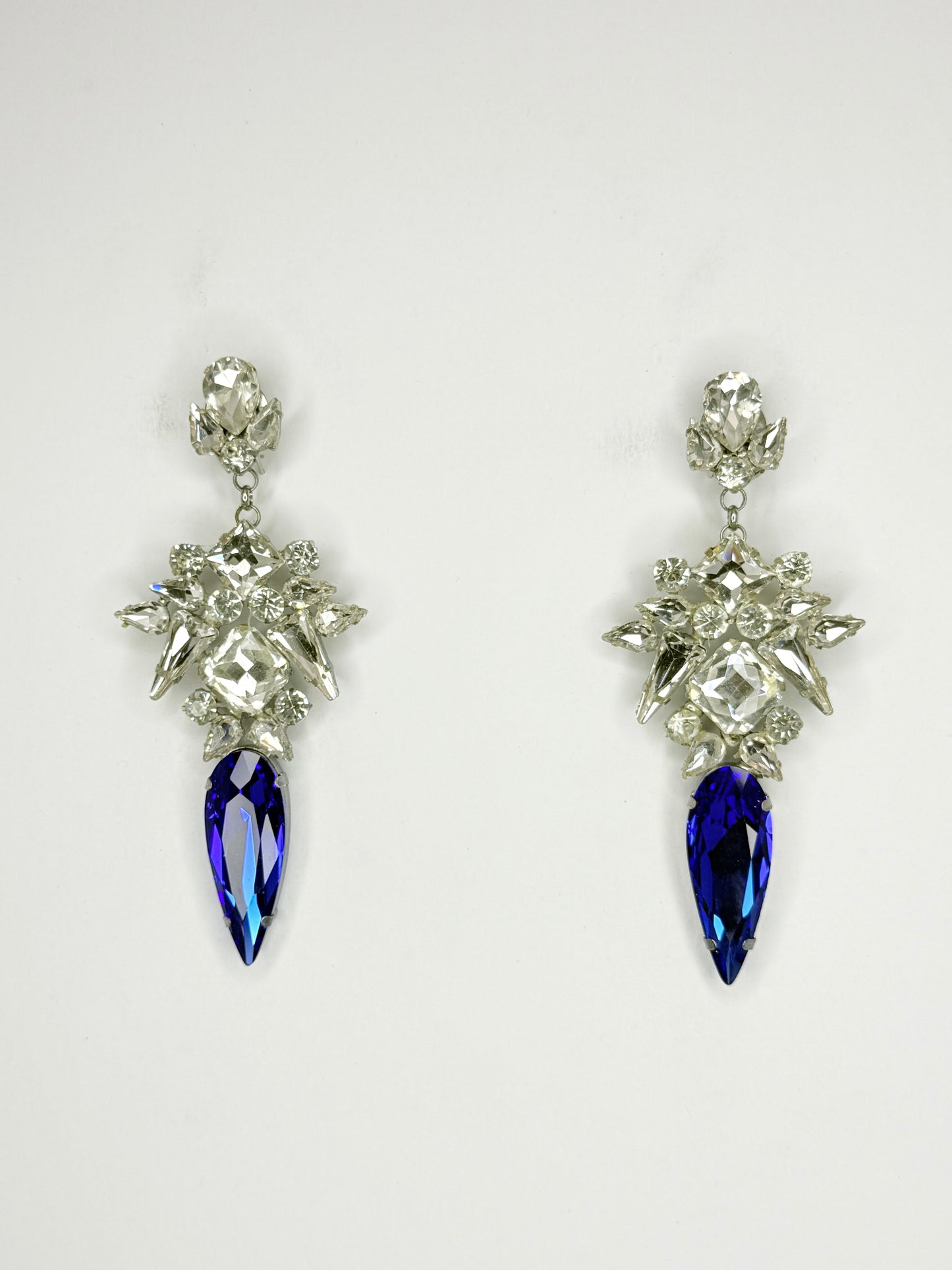 Cobalt Stiletto & Clear Earrings - Large Size