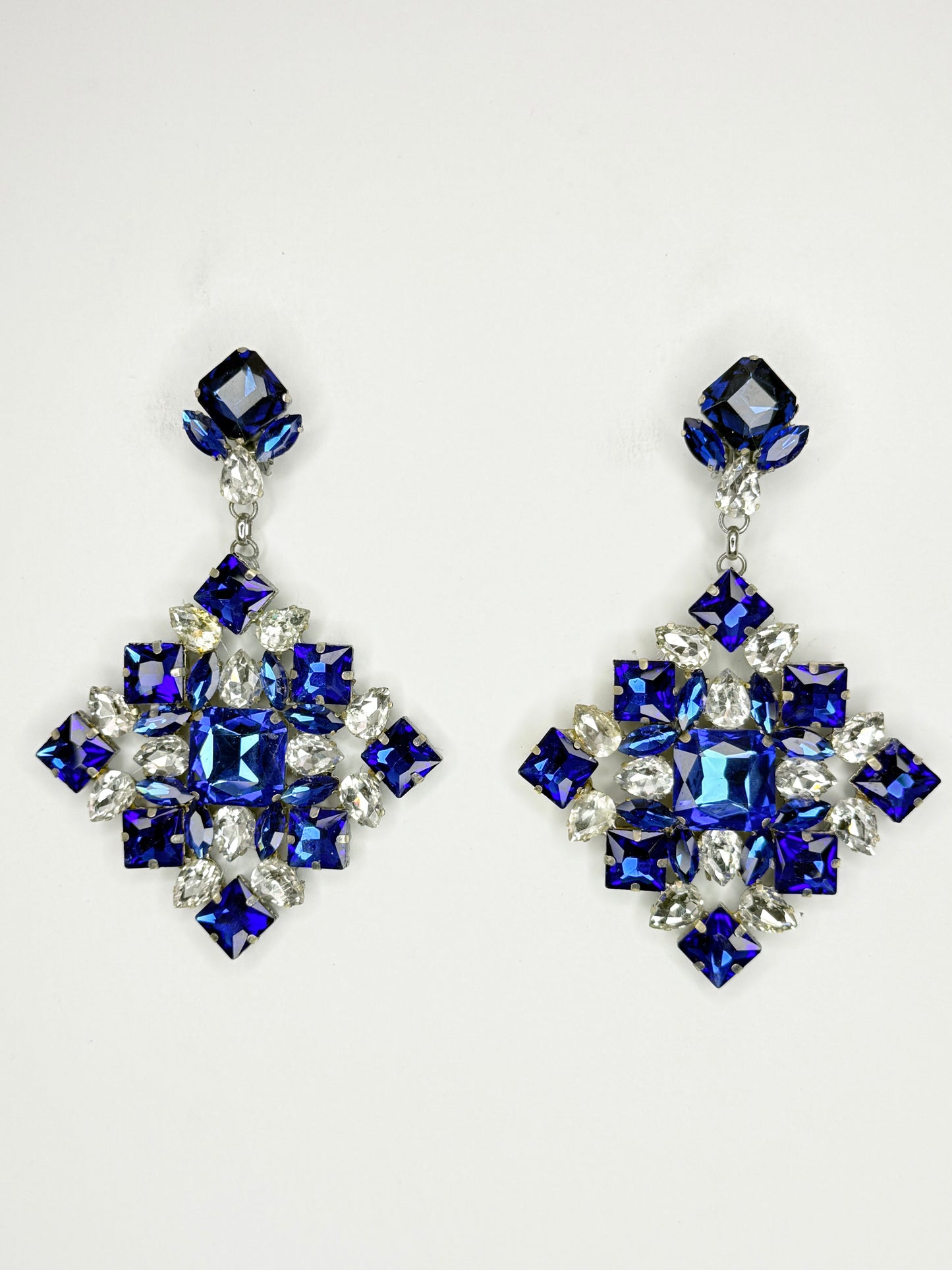 Cobalt & Clear Earrings - Large Size