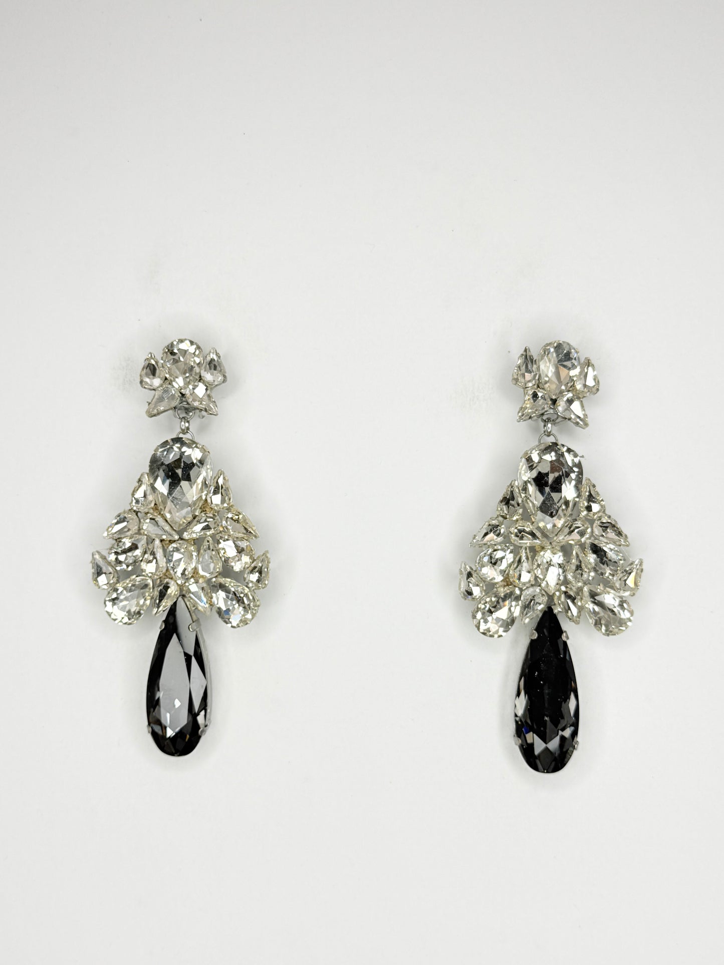 Grey Stiletto & Clear Earrings - Medium Size
