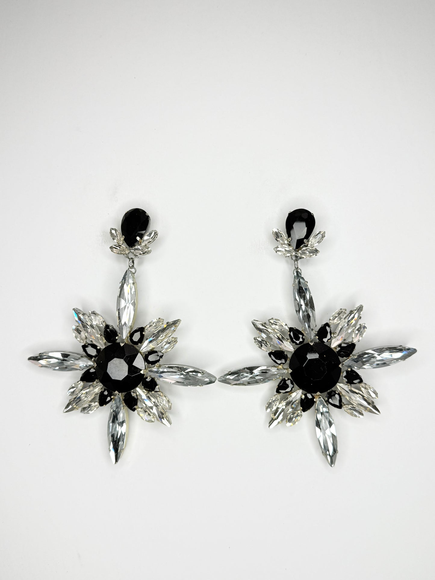 Black & Clear Earrings - XL Large Size