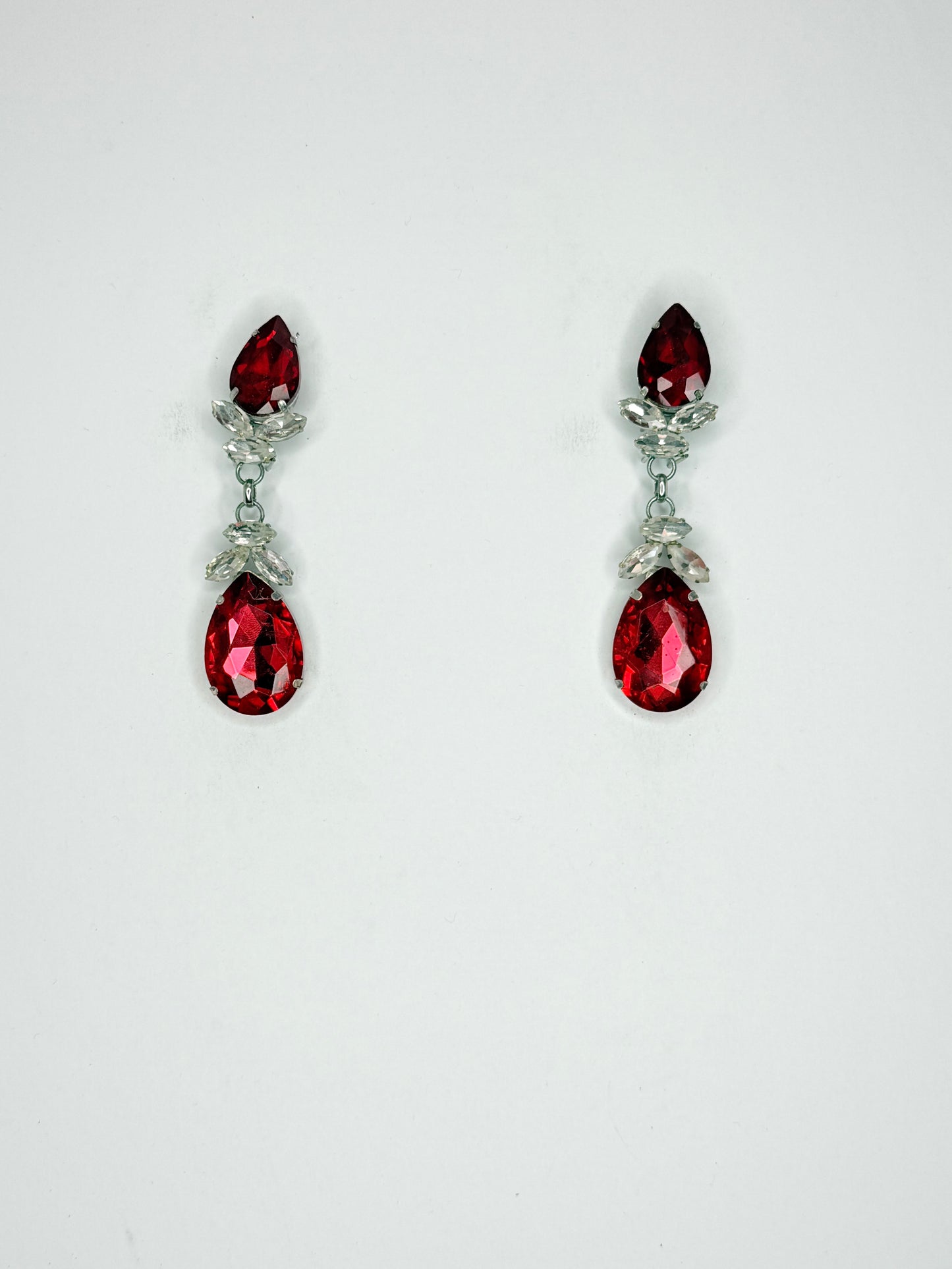 Red & Clear Earrings - Small Cocktail Size