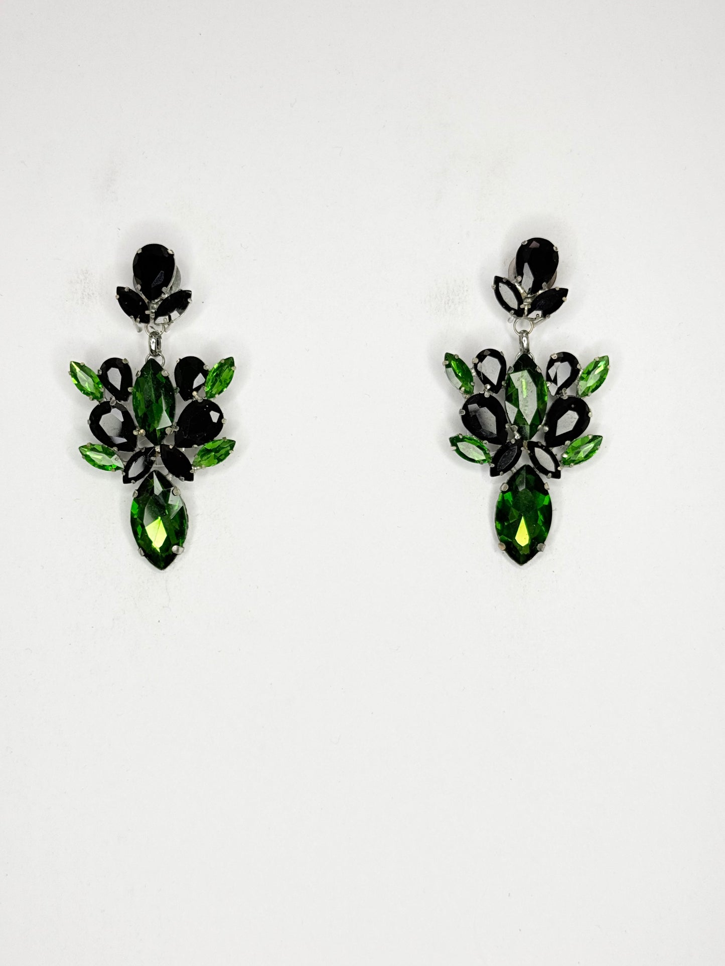 Emerald Green & Black Earrings - Medium Size