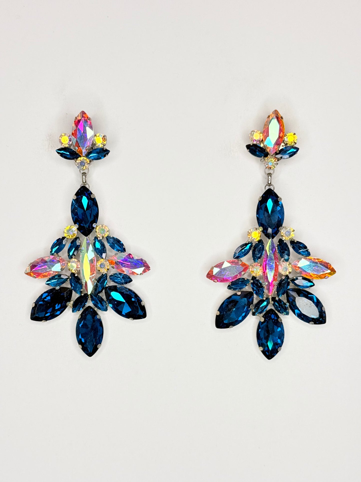 Blue Zircon & AB Earrings - Large Size
