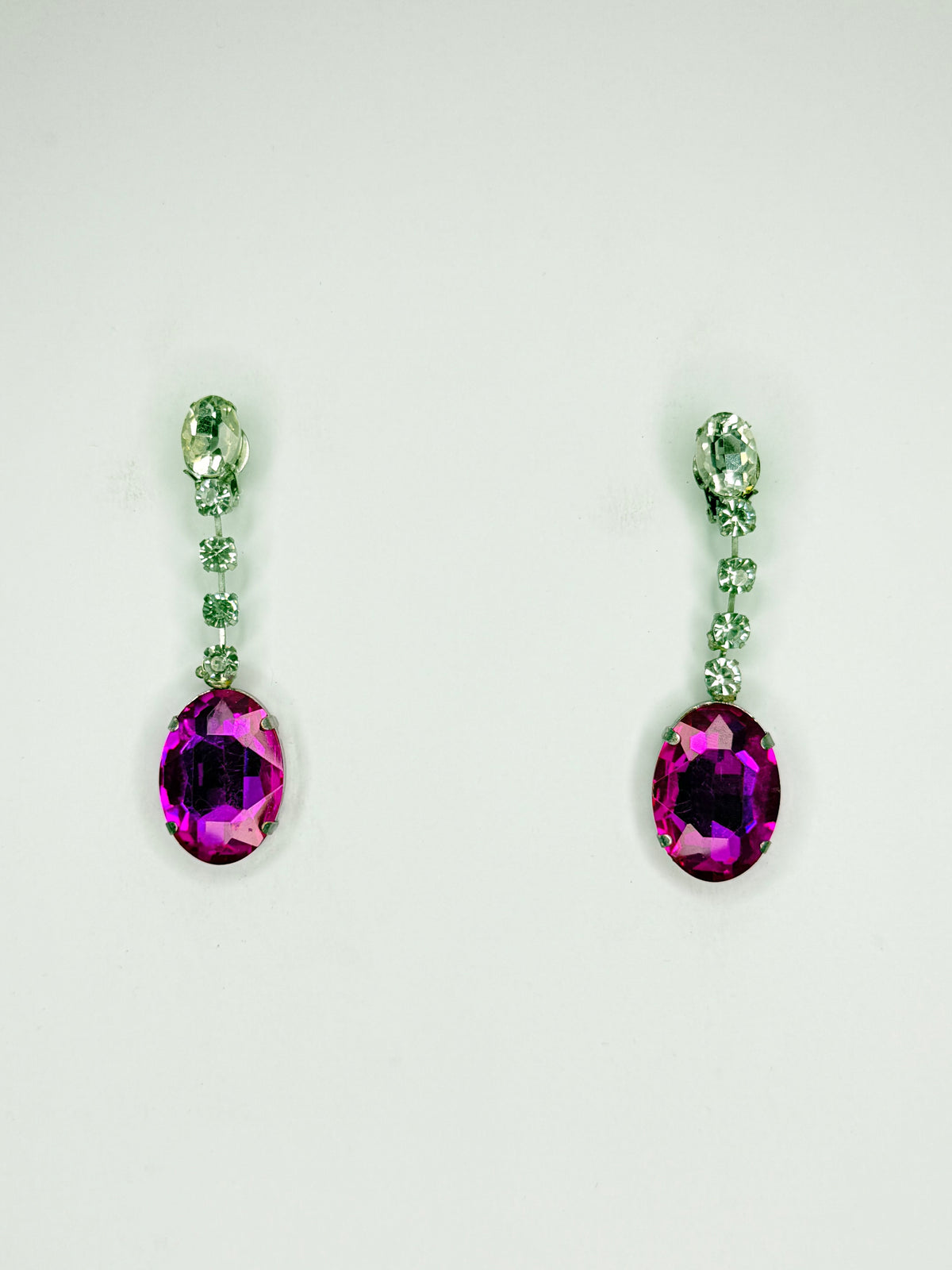 Fuchsia Pink & Clear Earrings - Small Cocktail Size